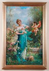"In the Flower Garden with Cupid", Pair of Paintings by H. Zatzka, Austrian