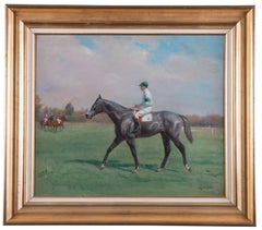 Horse Race Painting by Eugene Pechaubes, circa 1910