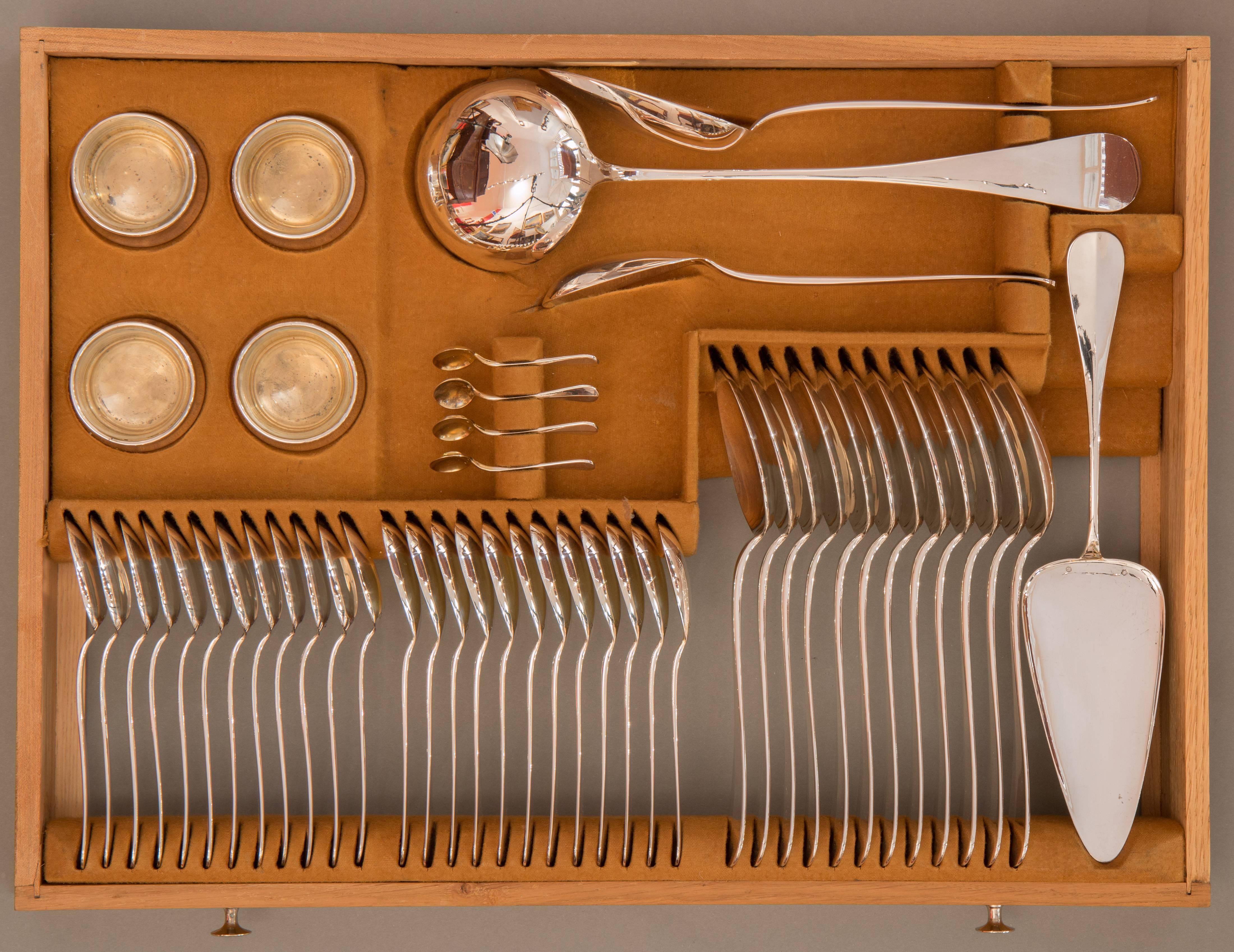 Belle Époque Silver Flatware Service for Twelve by Alexander Sturm, Vienna, circa 1900 For Sale
