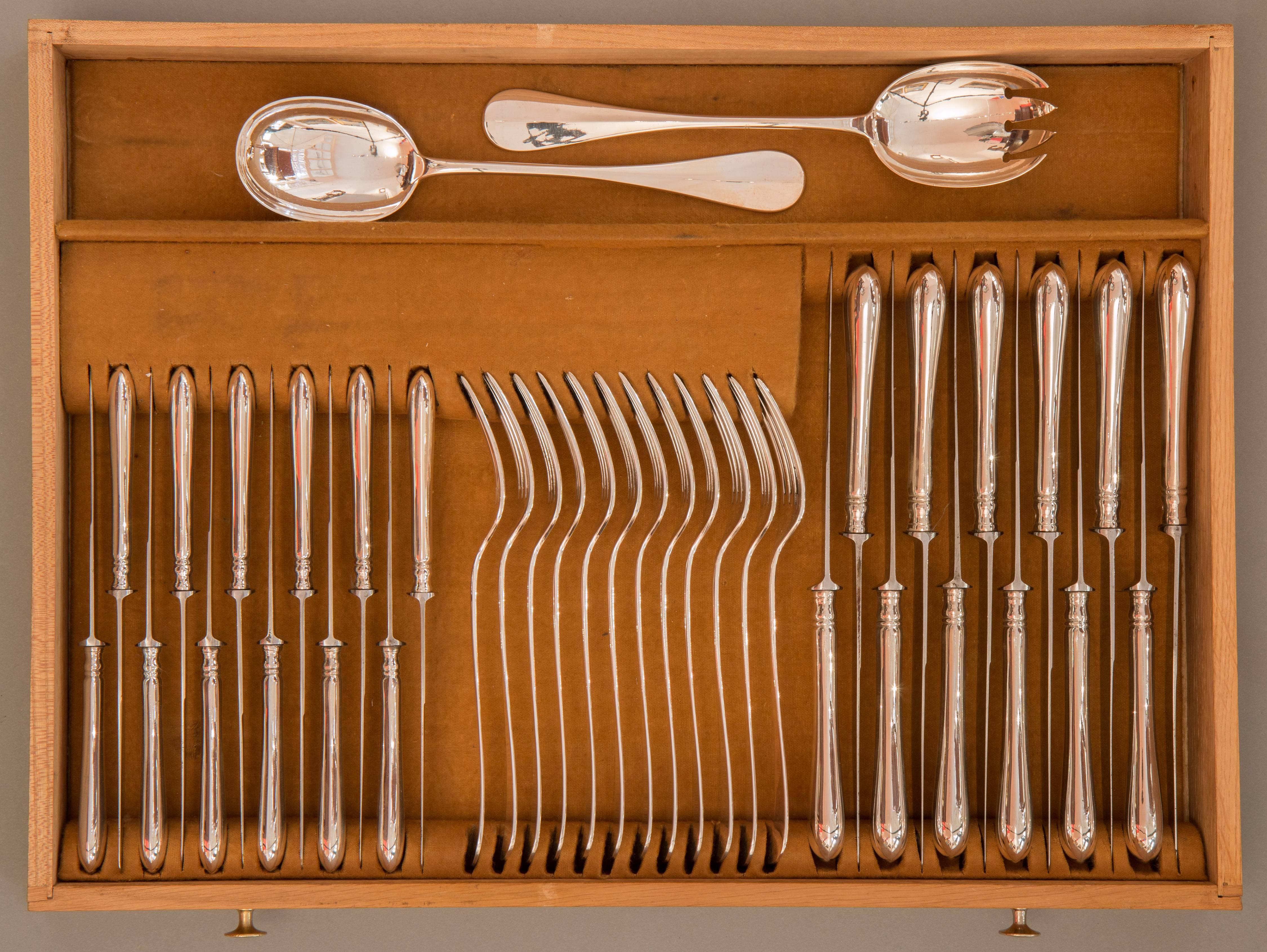 Silver Flatware Service for Twelve by Alexander Sturm, Vienna, circa 1900 For Sale 1