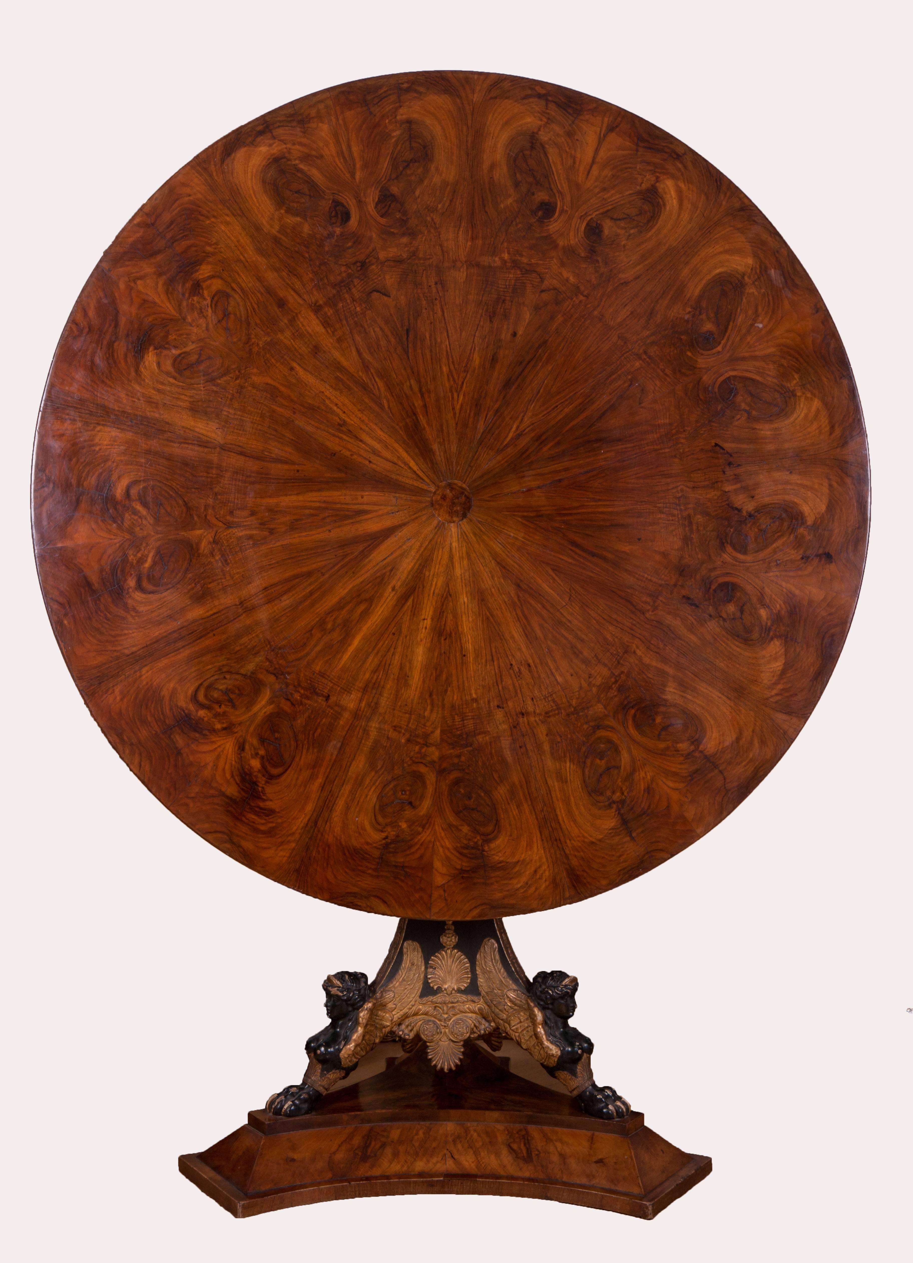 Walnut Austrian Empire Centre Table Design by Joseph Ulrich Danhauser, circa 1815 For Sale
