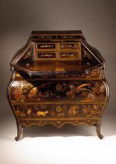 Bombay Lacquered Bureau, Lombard, circa 1760