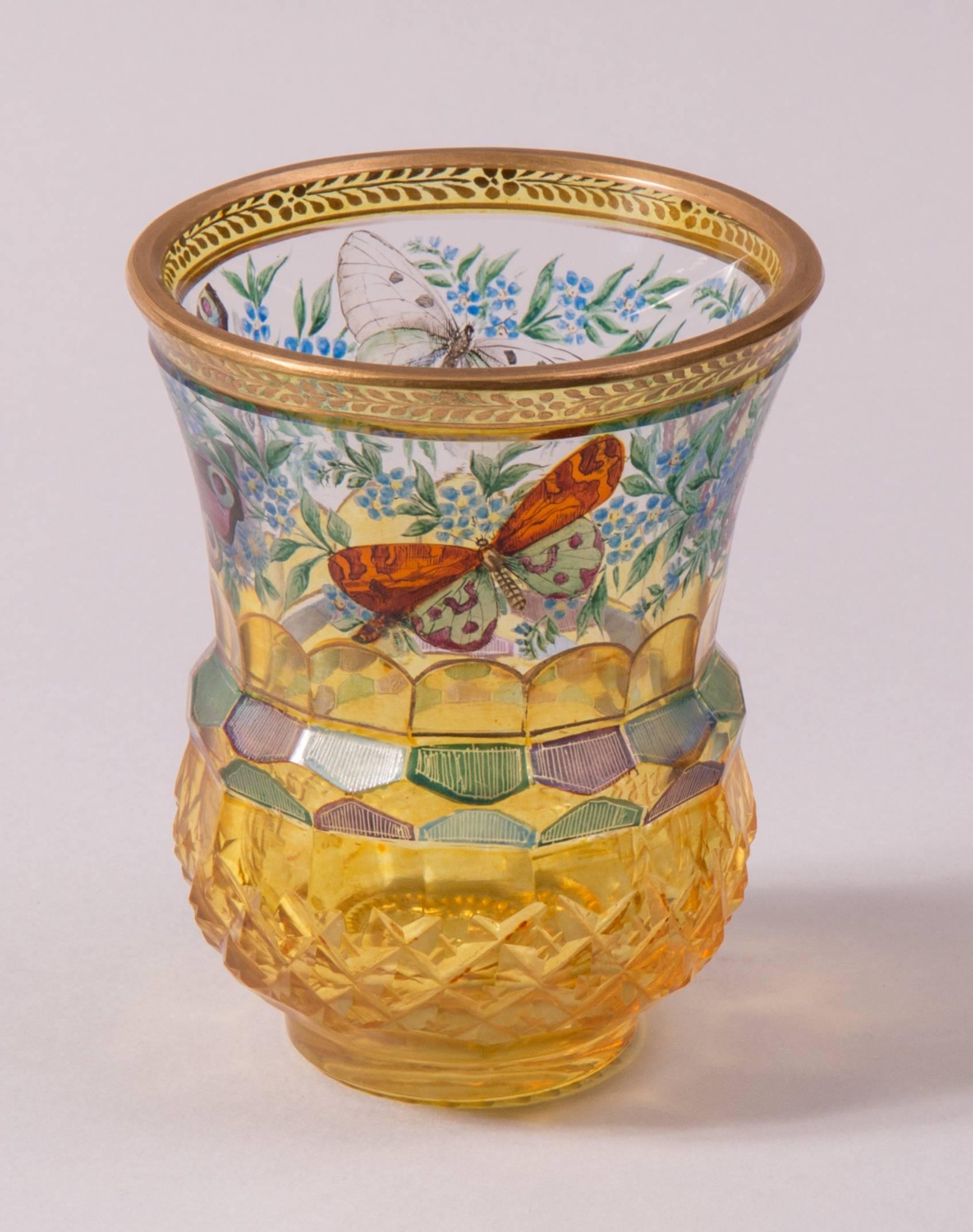 glass with enamel painting