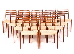 N.O. Møller Set of 14 Rosewood Dining Chairs Model 78
