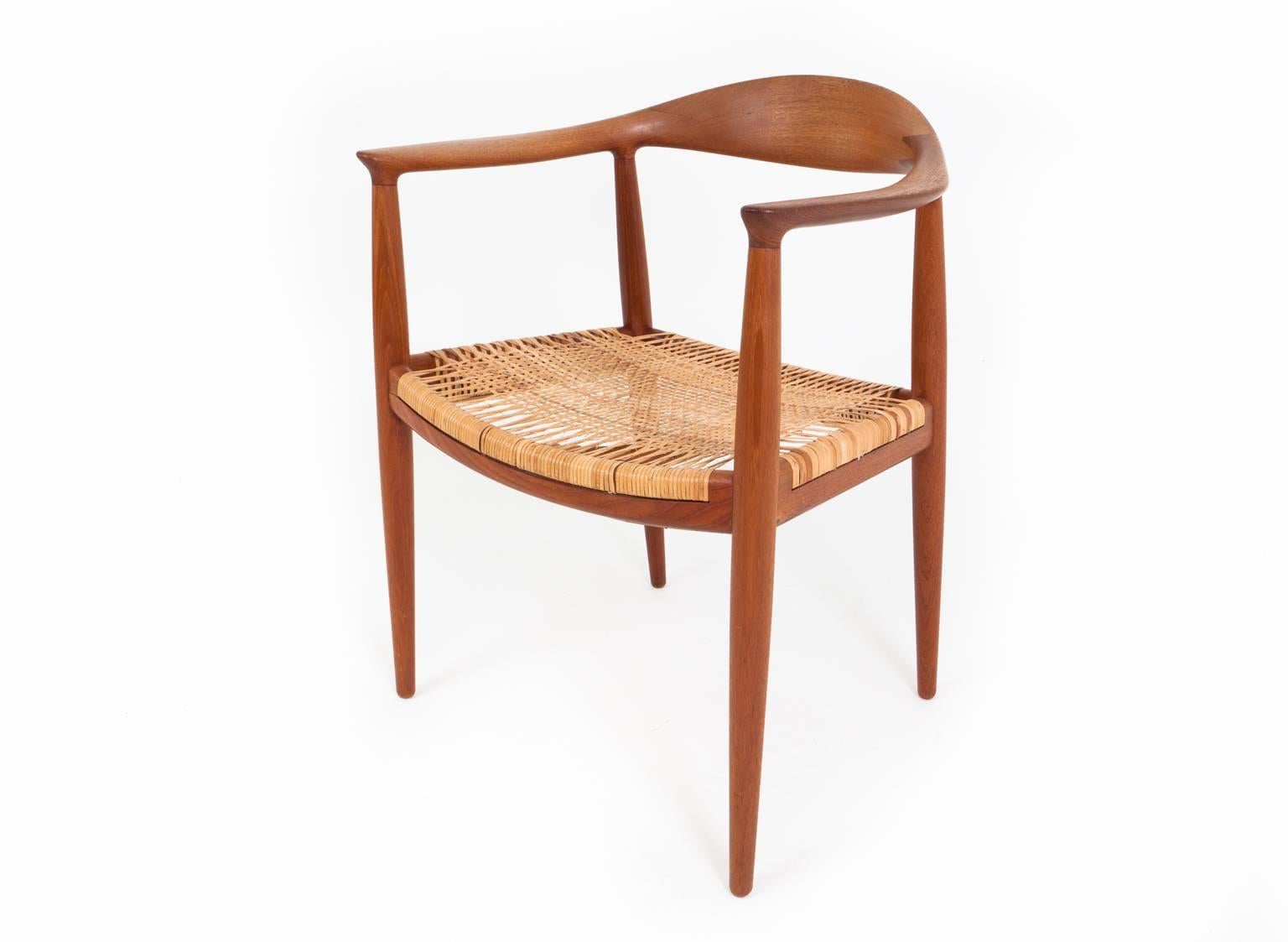 Hans J. Wegner

The chair
Oak armchair. Seat with woven cane. 

Model JH 501
Manufactured and stamped by cabinetmaker Johannes Hansen, Copenhagen
Designed 1949.
          