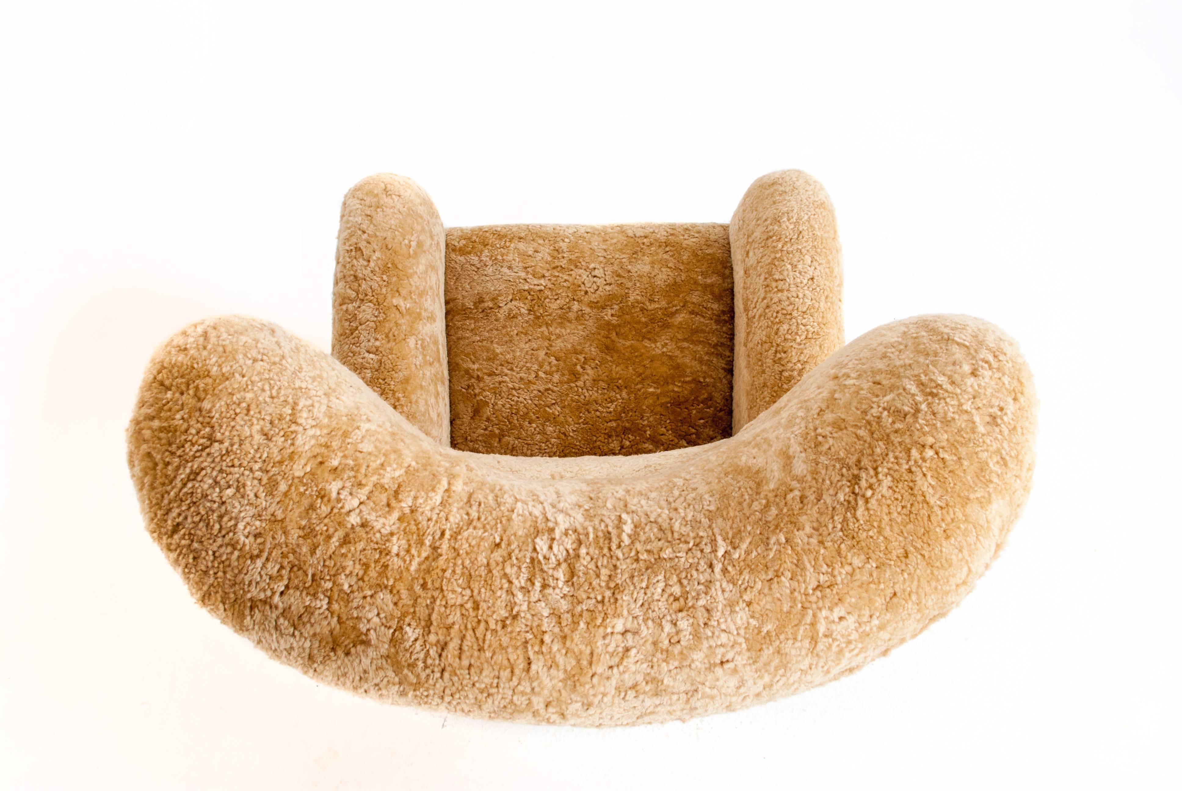 20th Century Flemming Lassen Attributed Sheepskin Easy Chair For Sale