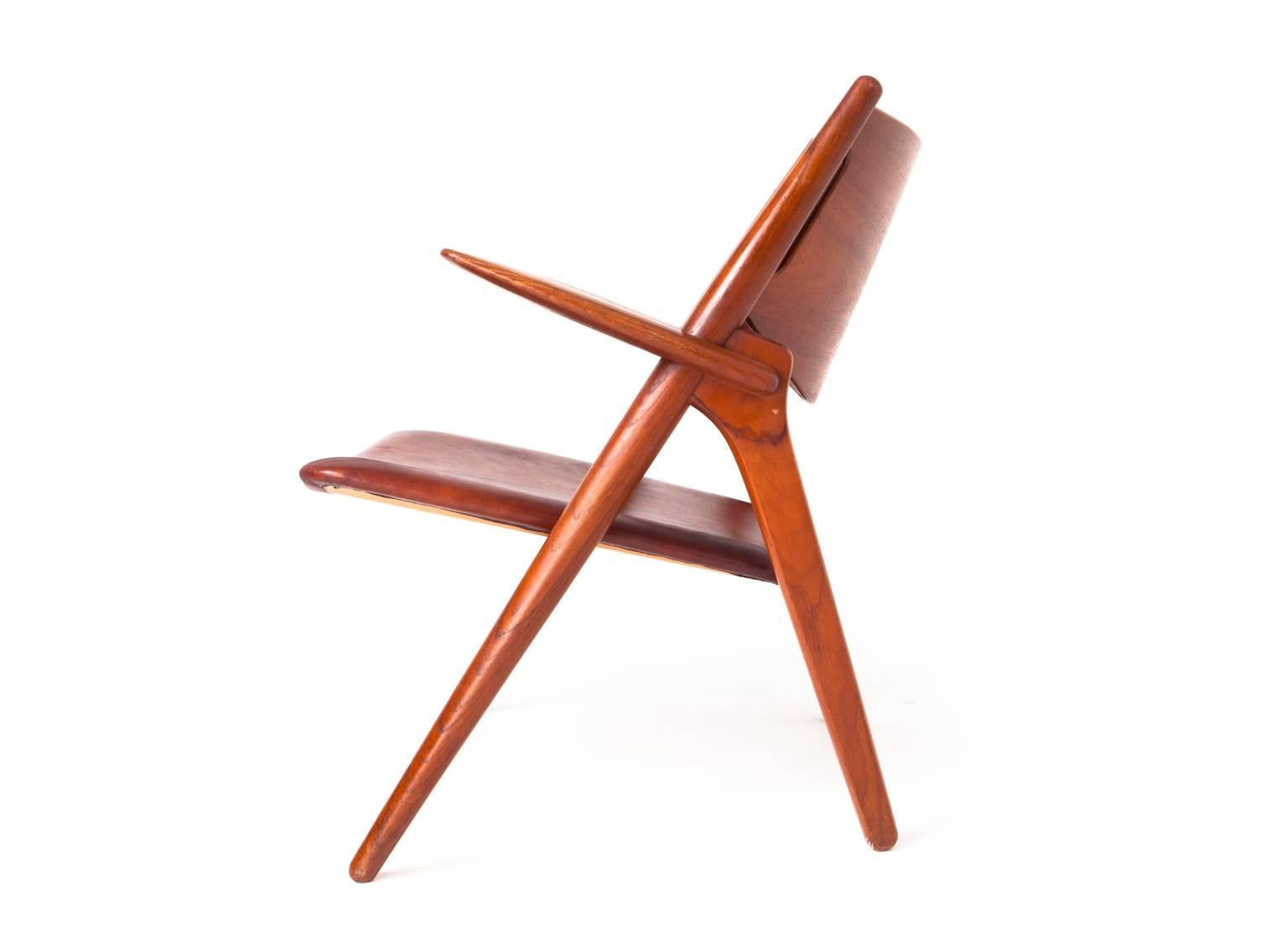 Scandinavian Modern Hans Wegner Sawbuck Easy Chair For Sale