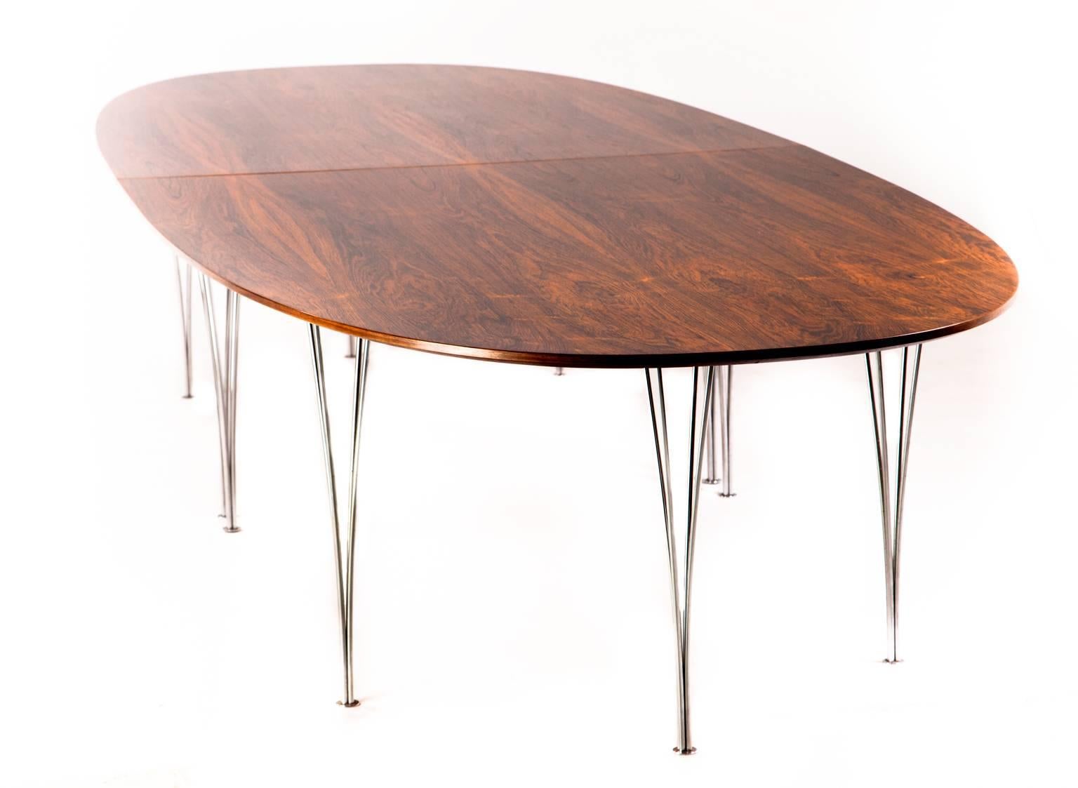 Scandinavian Modern Bruno Mathsson & Piet Hein Large Dining or Conference Rosewood Table For Sale