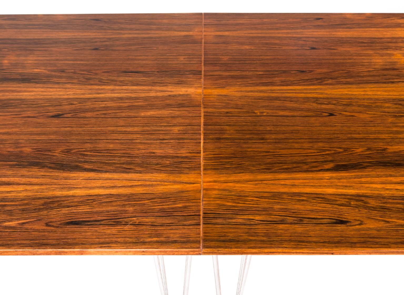 Steel Bruno Mathsson & Piet Hein Large Dining or Conference Rosewood Table For Sale