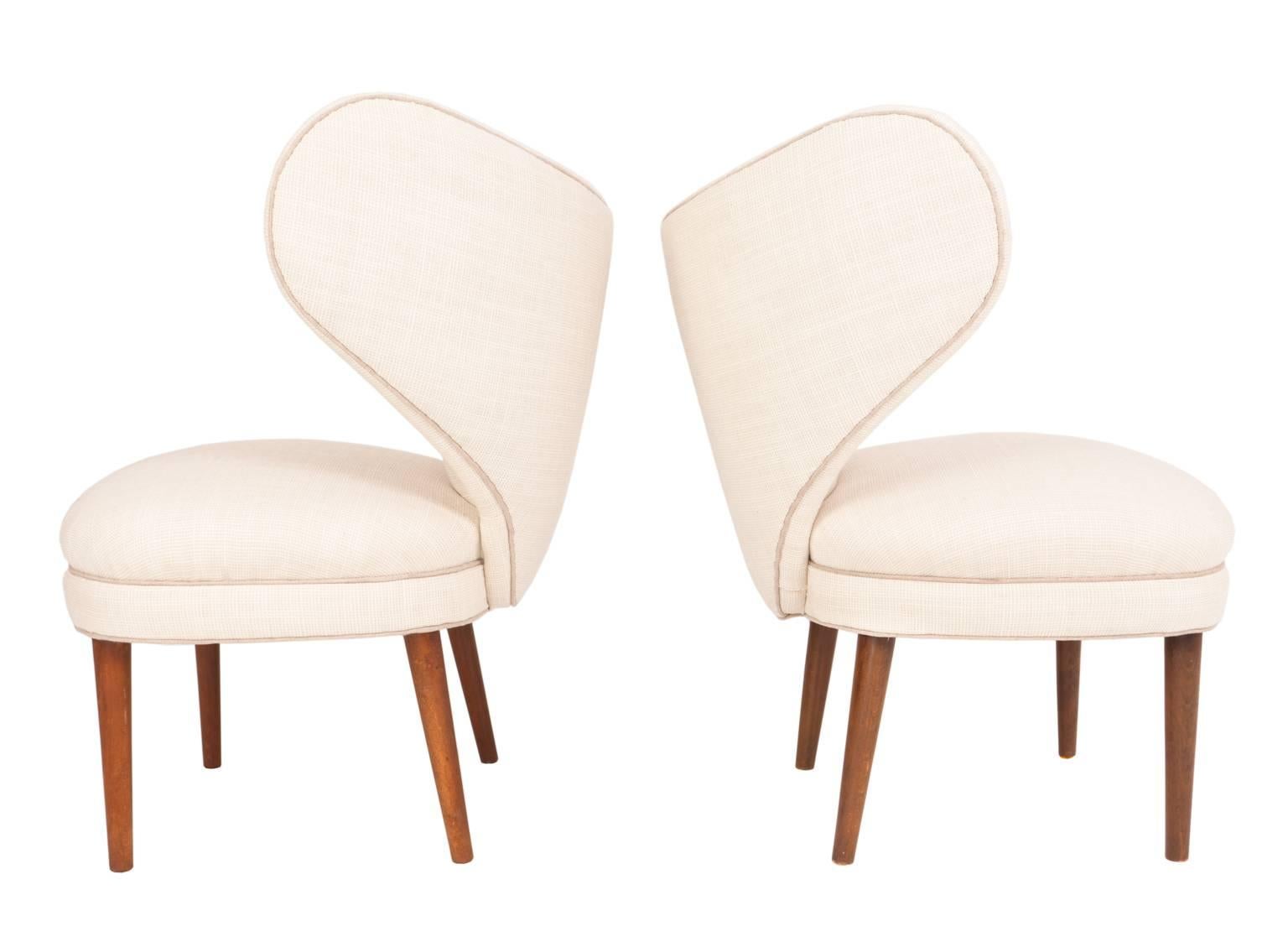 Scandinavian Modern Heart Chair Rare Pair of Easy Chairs