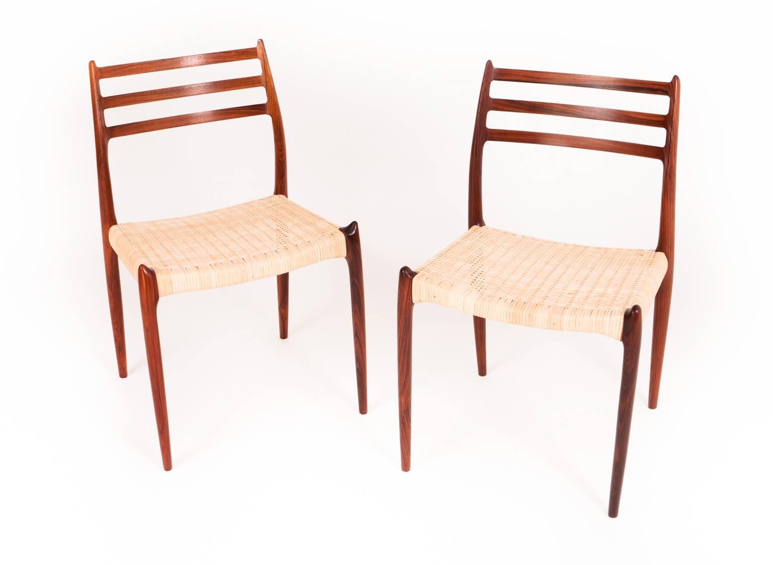 Danish N.O. Møller Set of 14 Rosewood Dining Chairs Model 78 For Sale