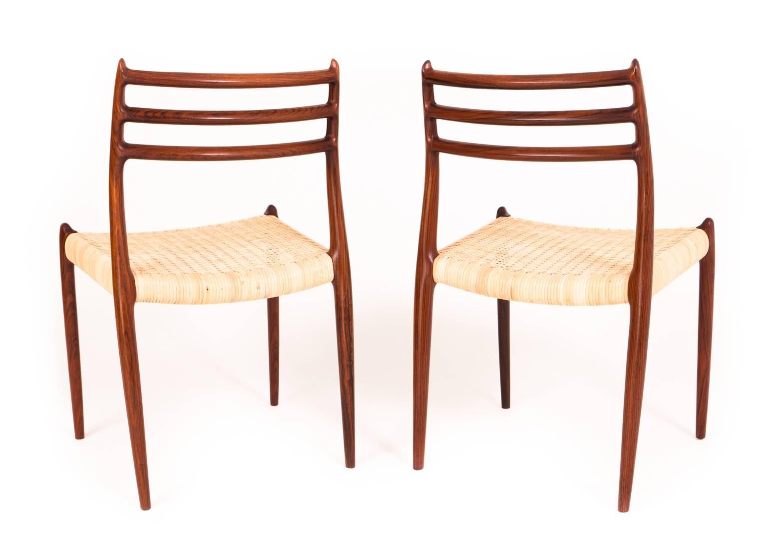 N.O. Møller Set of 14 Rosewood Dining Chairs Model 78 In Excellent Condition For Sale In Copenhagen, DK