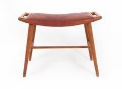 Hans J. Wegner Piano Stool Oak and Leather