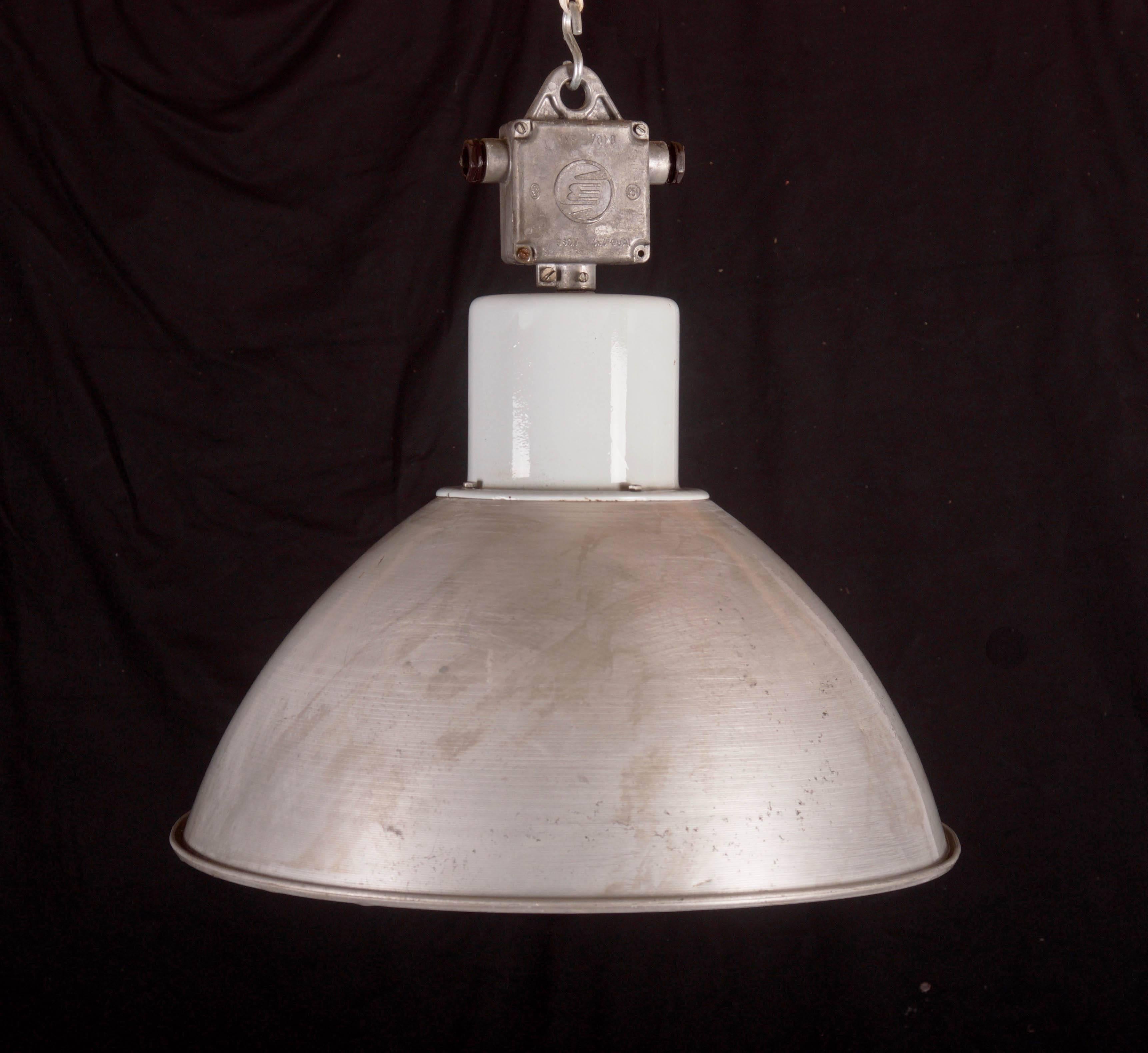 Aluminum Large Gray Czech Factory, Industrial Pendant Lamp For Sale