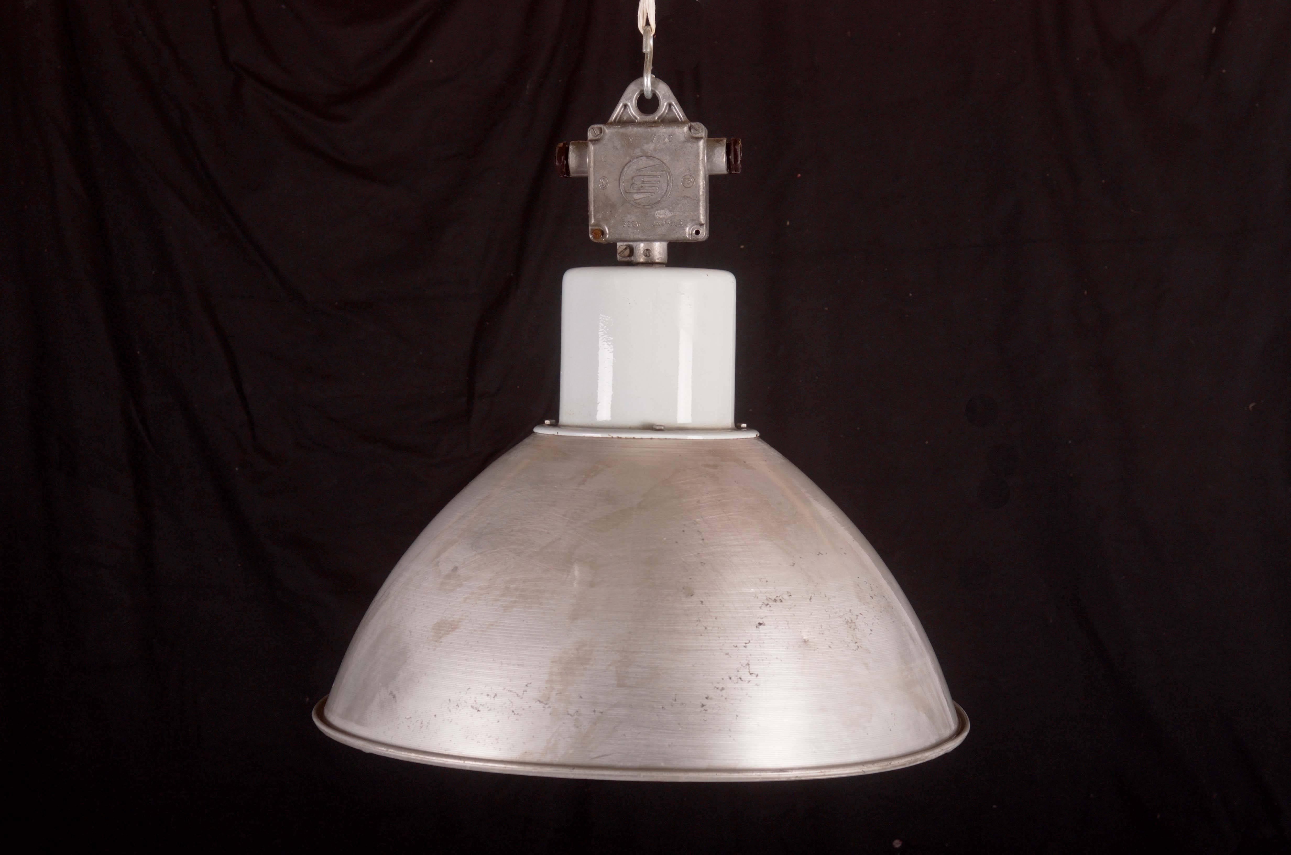 Large Gray Czech Factory, Industrial Pendant Lamp For Sale 1