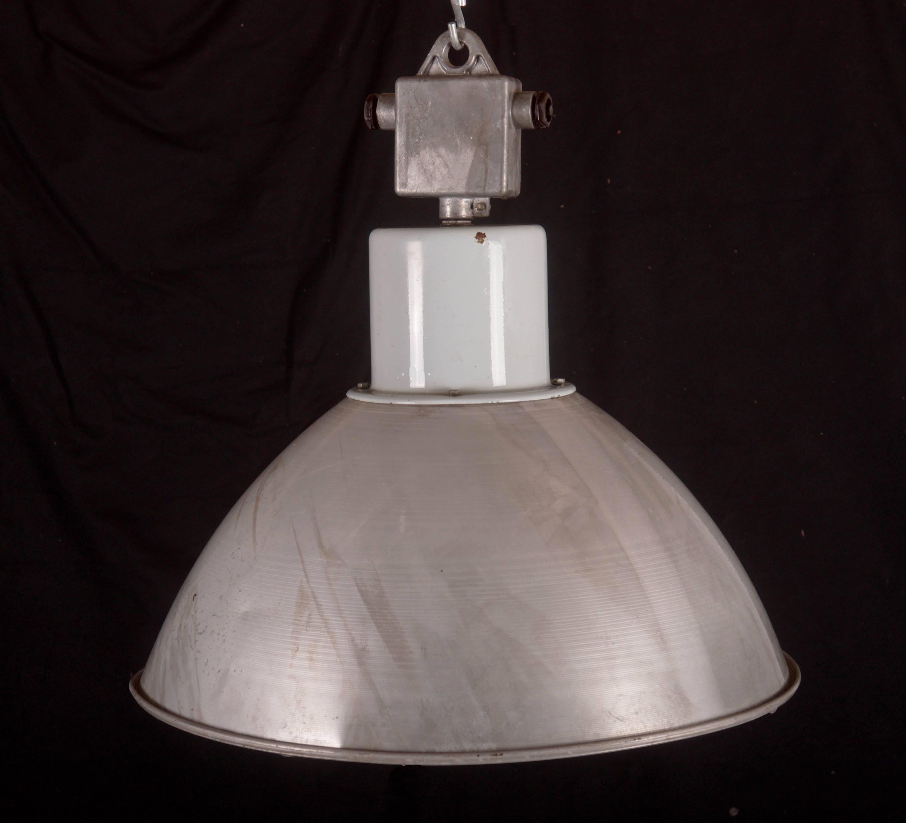 Large Gray Czech Factory, Industrial Pendant Lamp For Sale 2