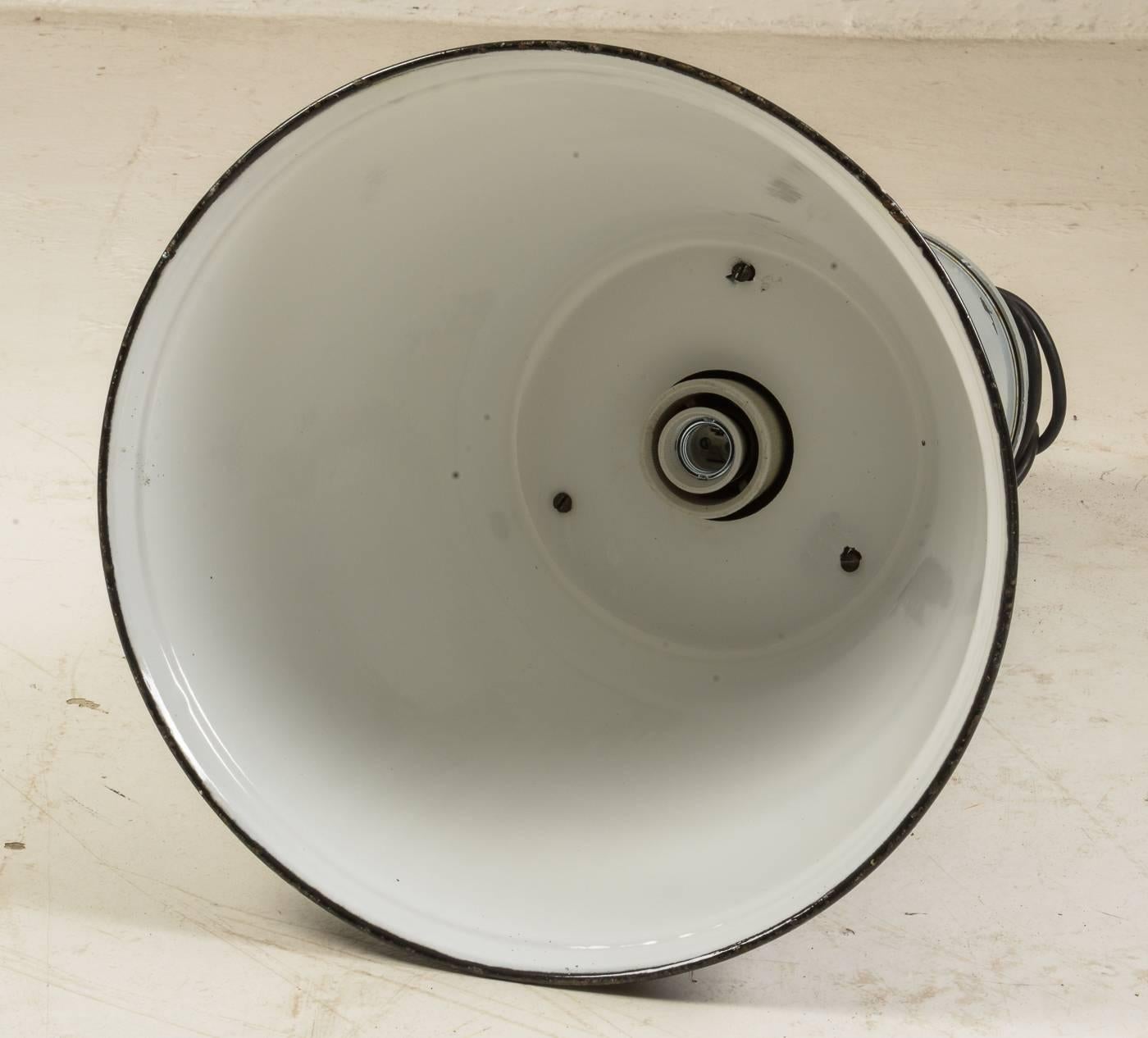 Enameled Large Black and Gray Czech Factory, Industrial Pendant Lamp For Sale