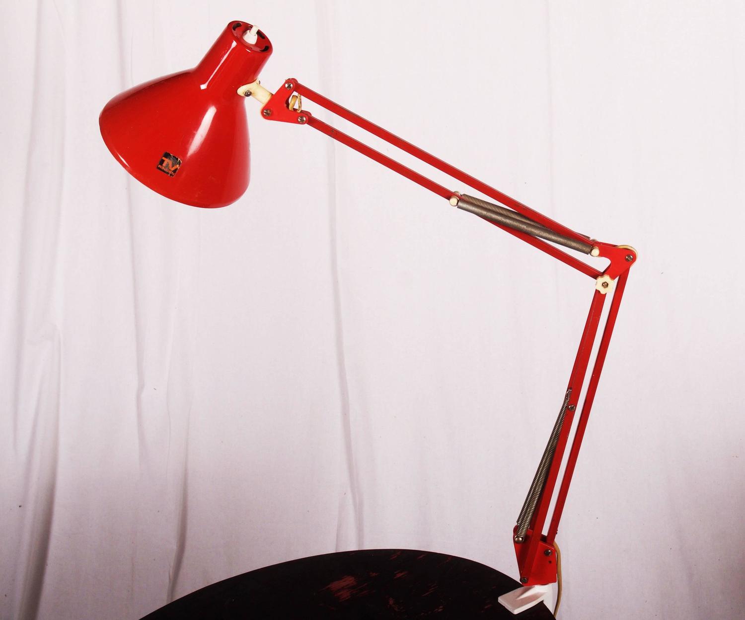 Red Desk, Table Lamp by Luxo For Sale at 1stdibs
