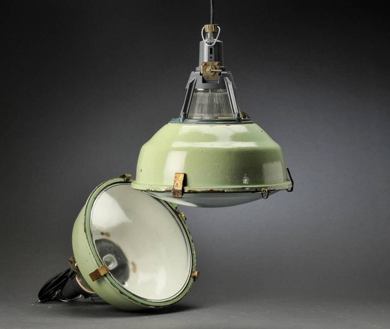 Green Soviet Factory, Industrial Pendant Lamp at 1stDibs | soviet lamps