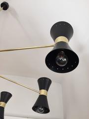 Rare Large Double Coned Mid-Century Chandelier in the Art of Stilnovo