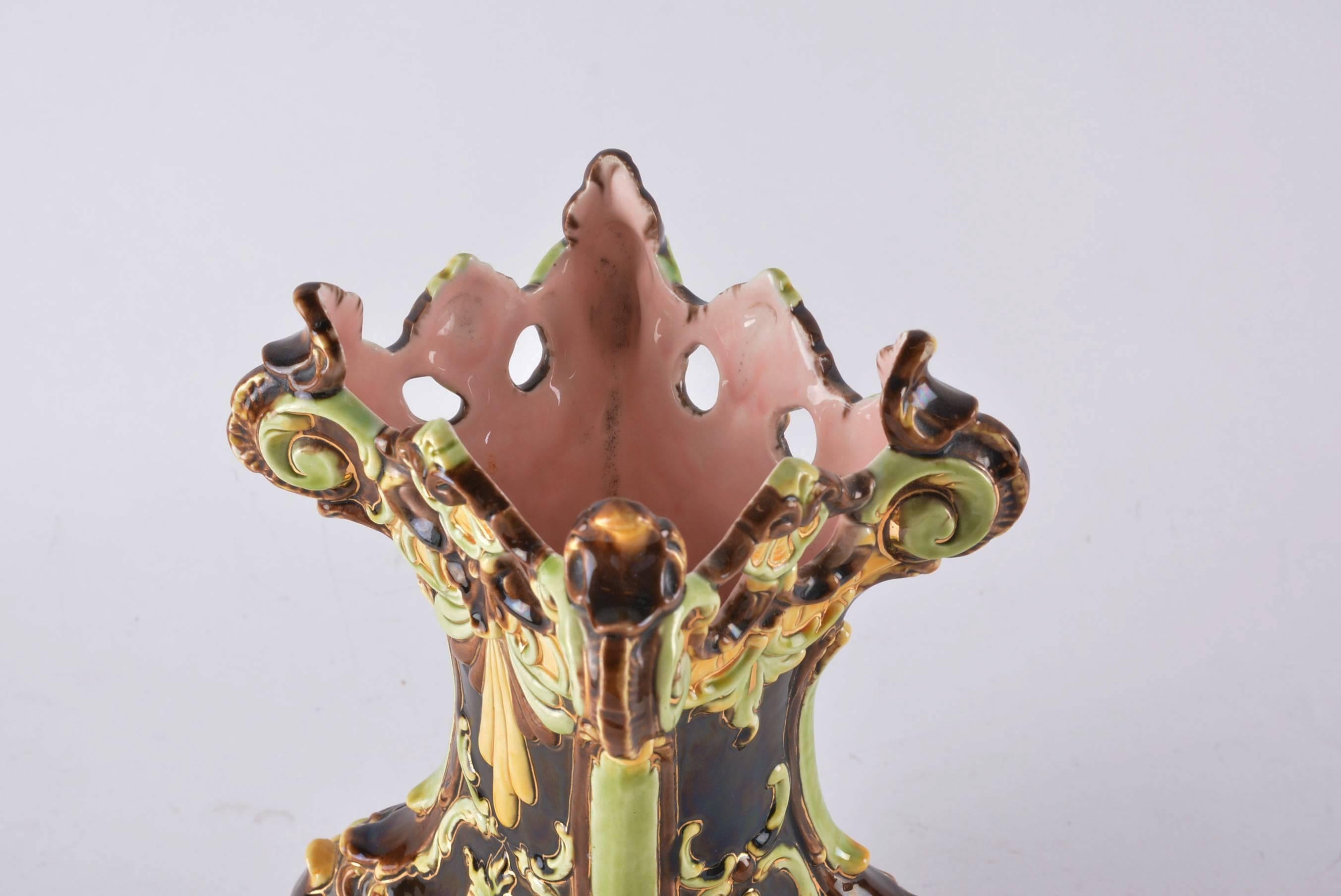 Austrian Beautiful Art Nouveau Majolica Vase by Julius Dressler