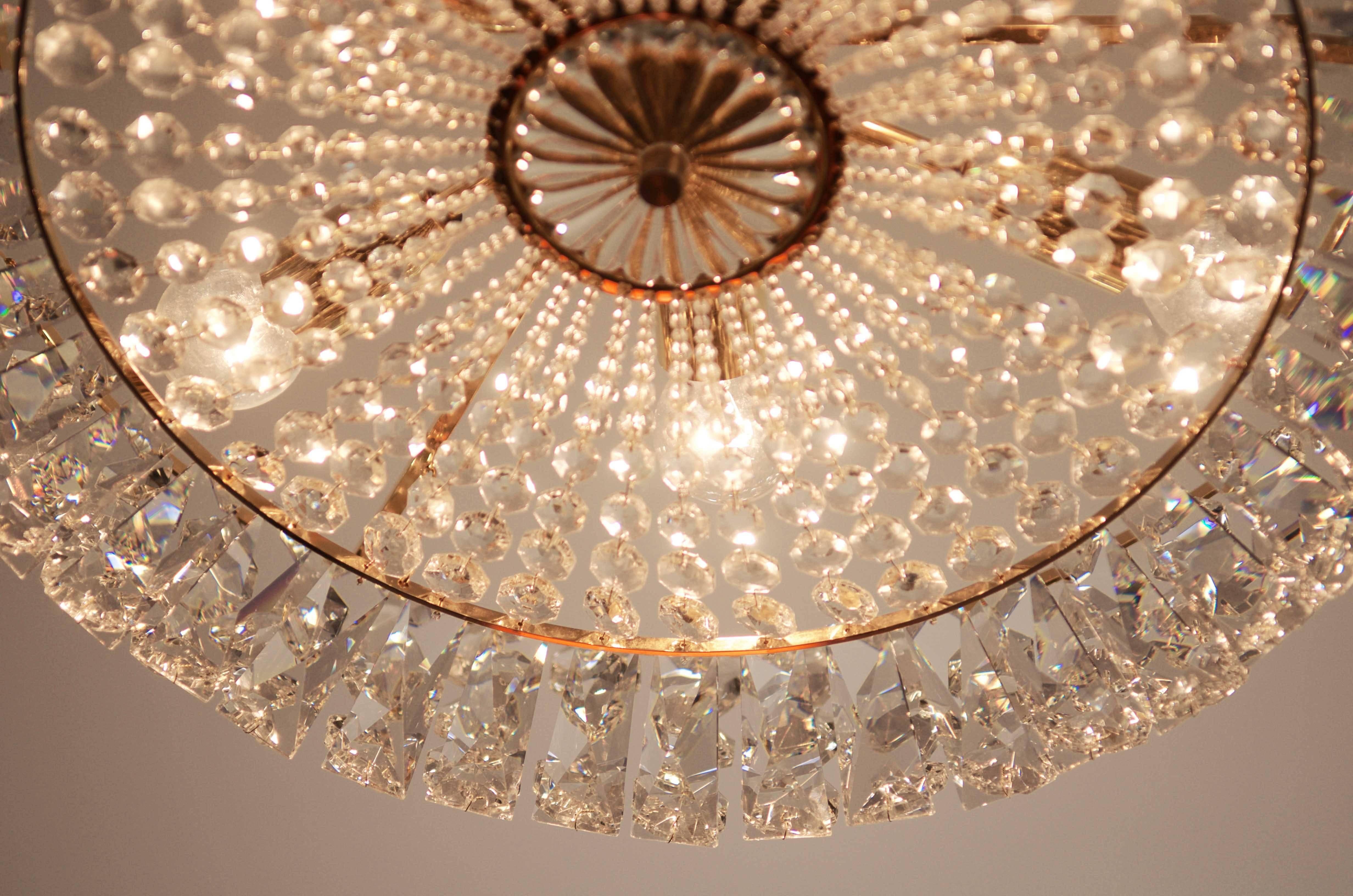 Mid-Century Modern Cut Crystal Austrian Chandelier