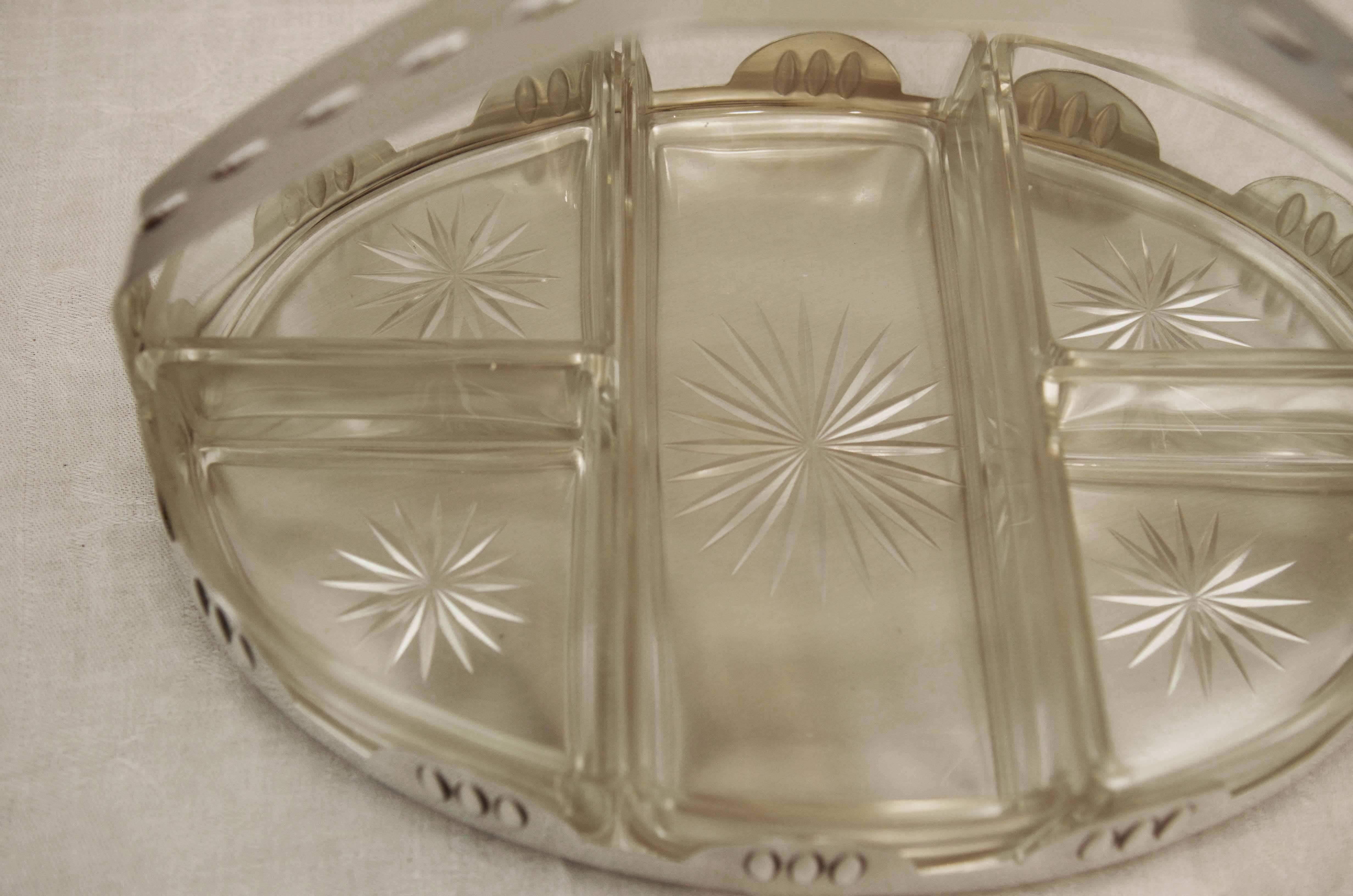 Plat Art Déco avec poignée, centre de table en vente 1