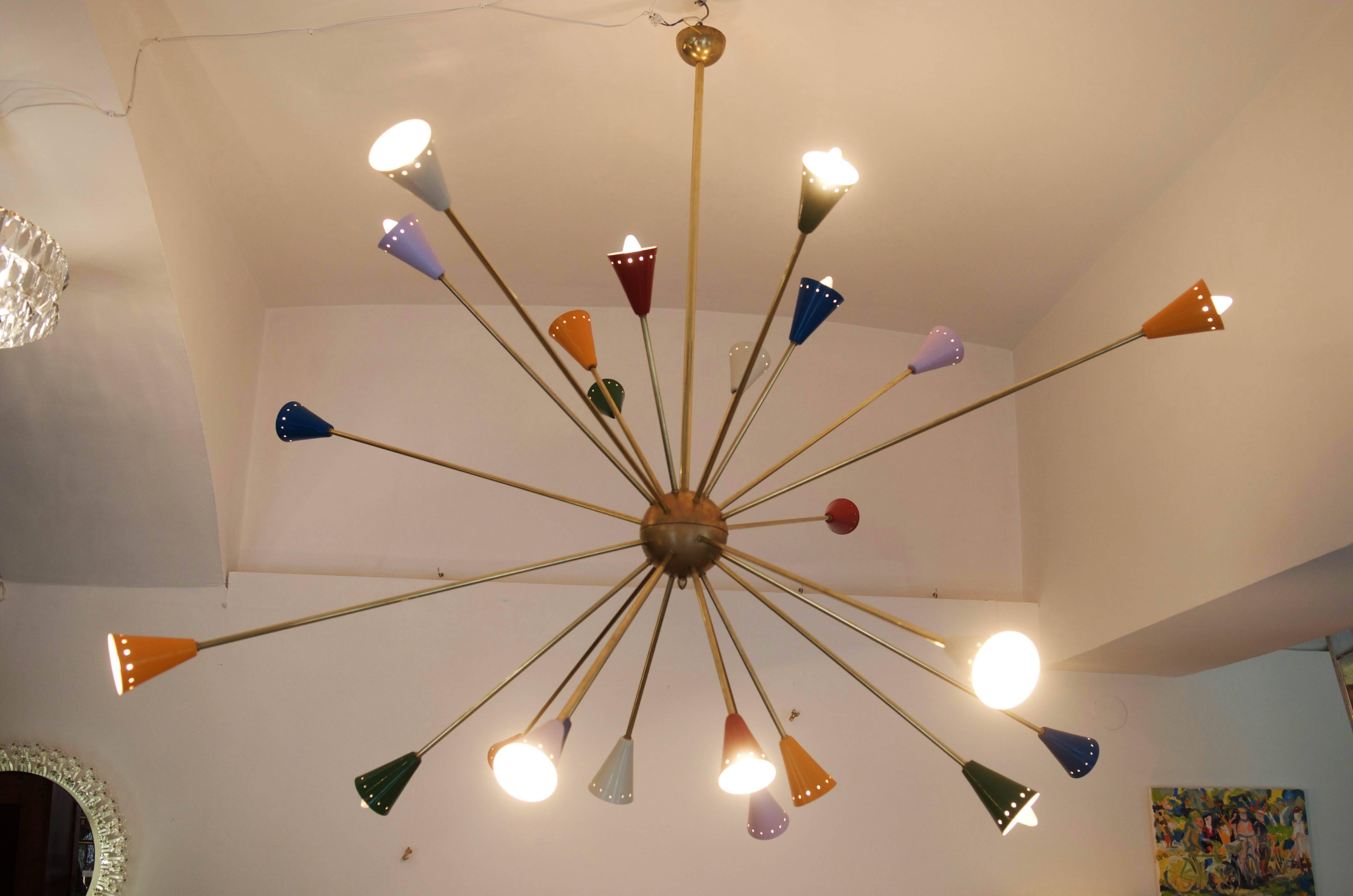 Italian Huge Mid-Century Sputnik Chandelier in the Style of Stilnovo