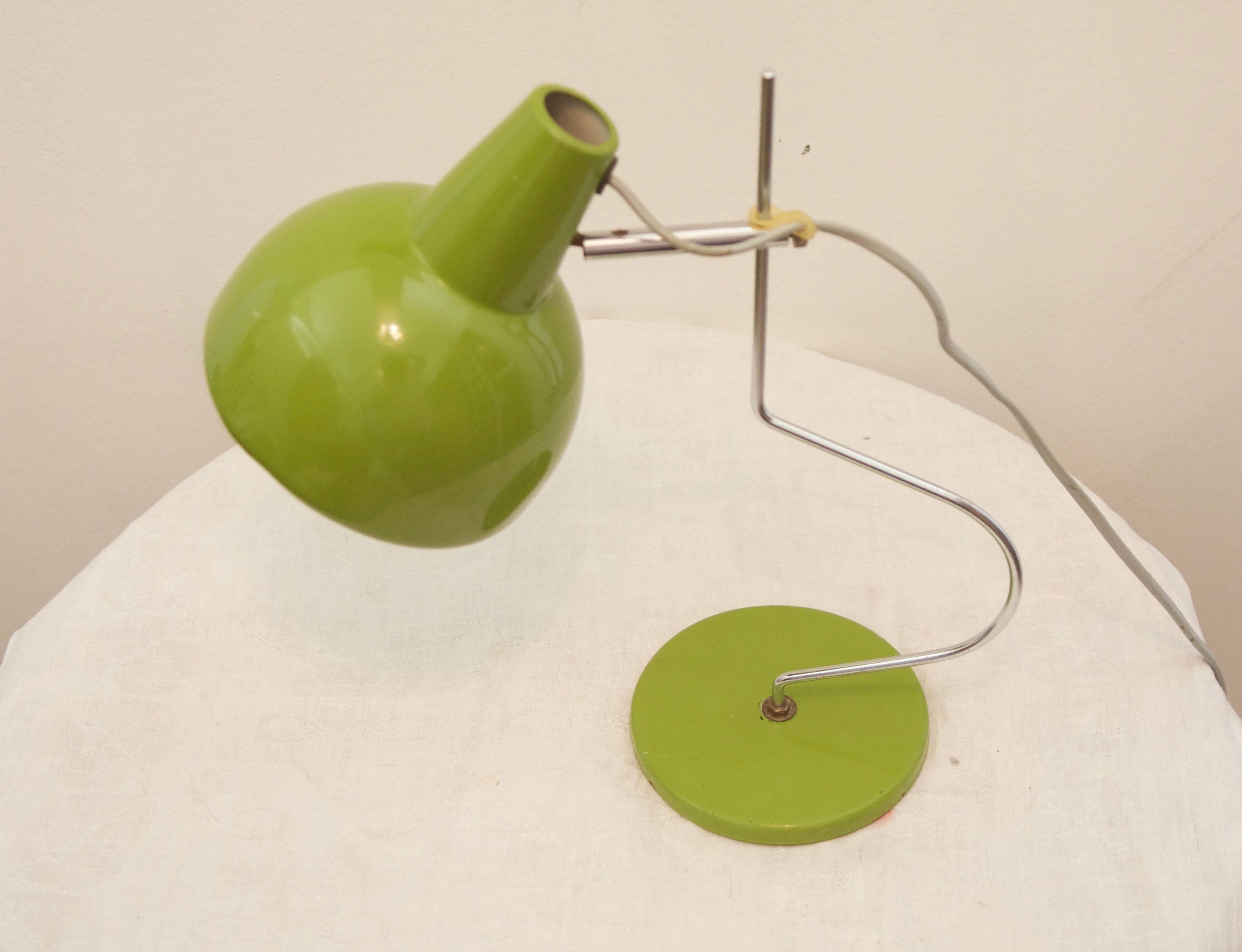 Czech Mid-Century Green Table Lamp by Josef Hurka For Sale