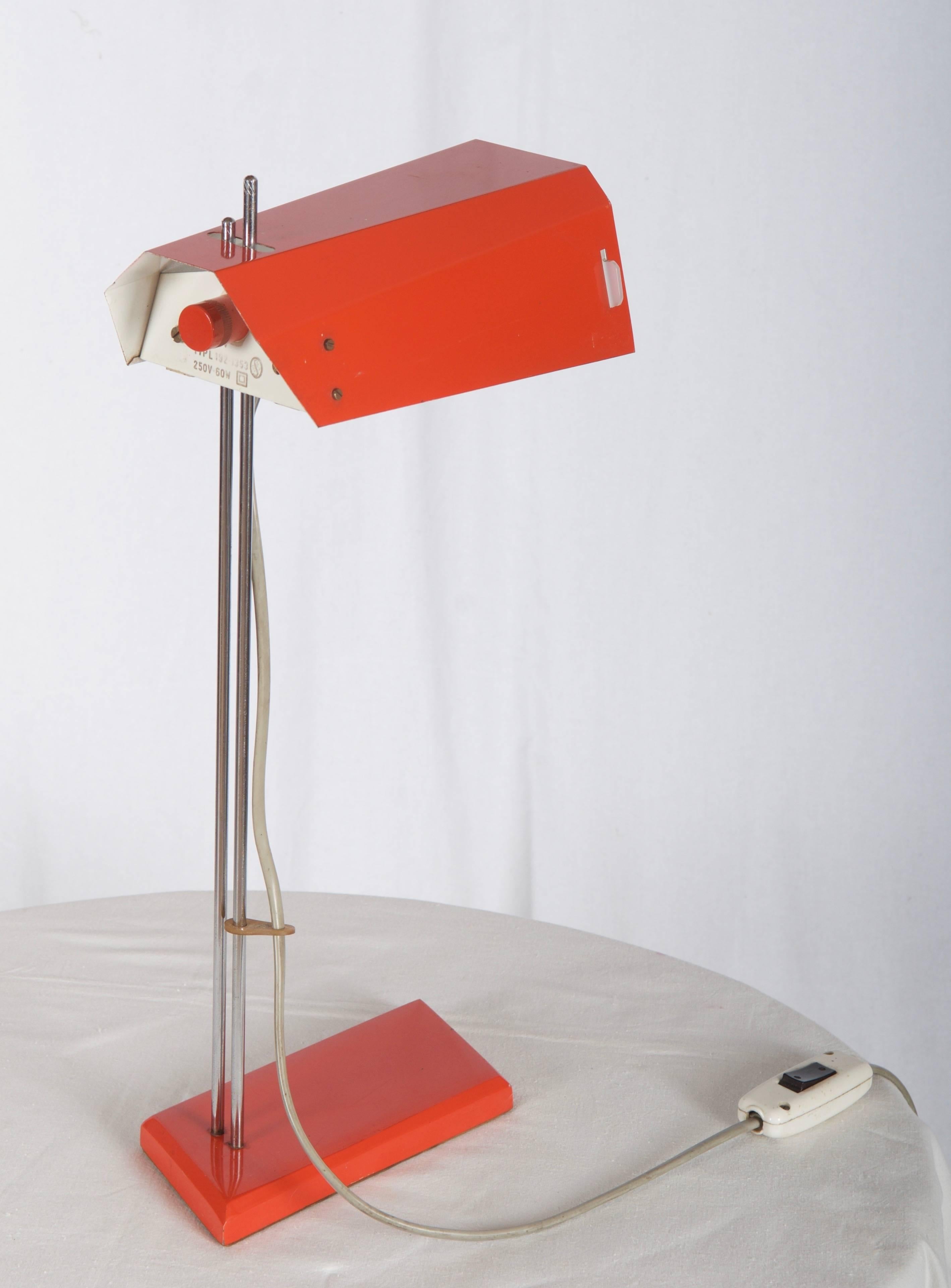 Steel Vintage Orange Table Lamp For Sale