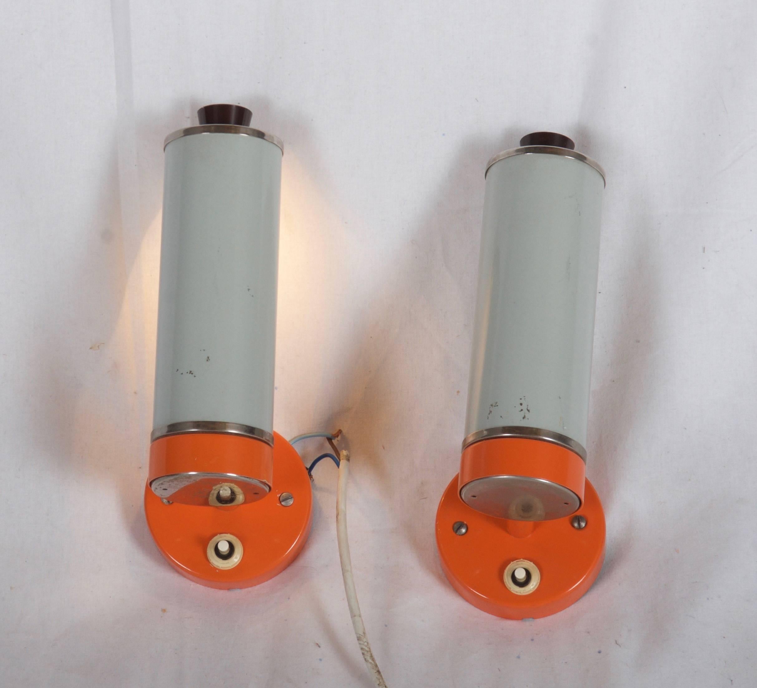 Czech Pair of Wall Lamps, Sconces by from the 1960s For Sale
