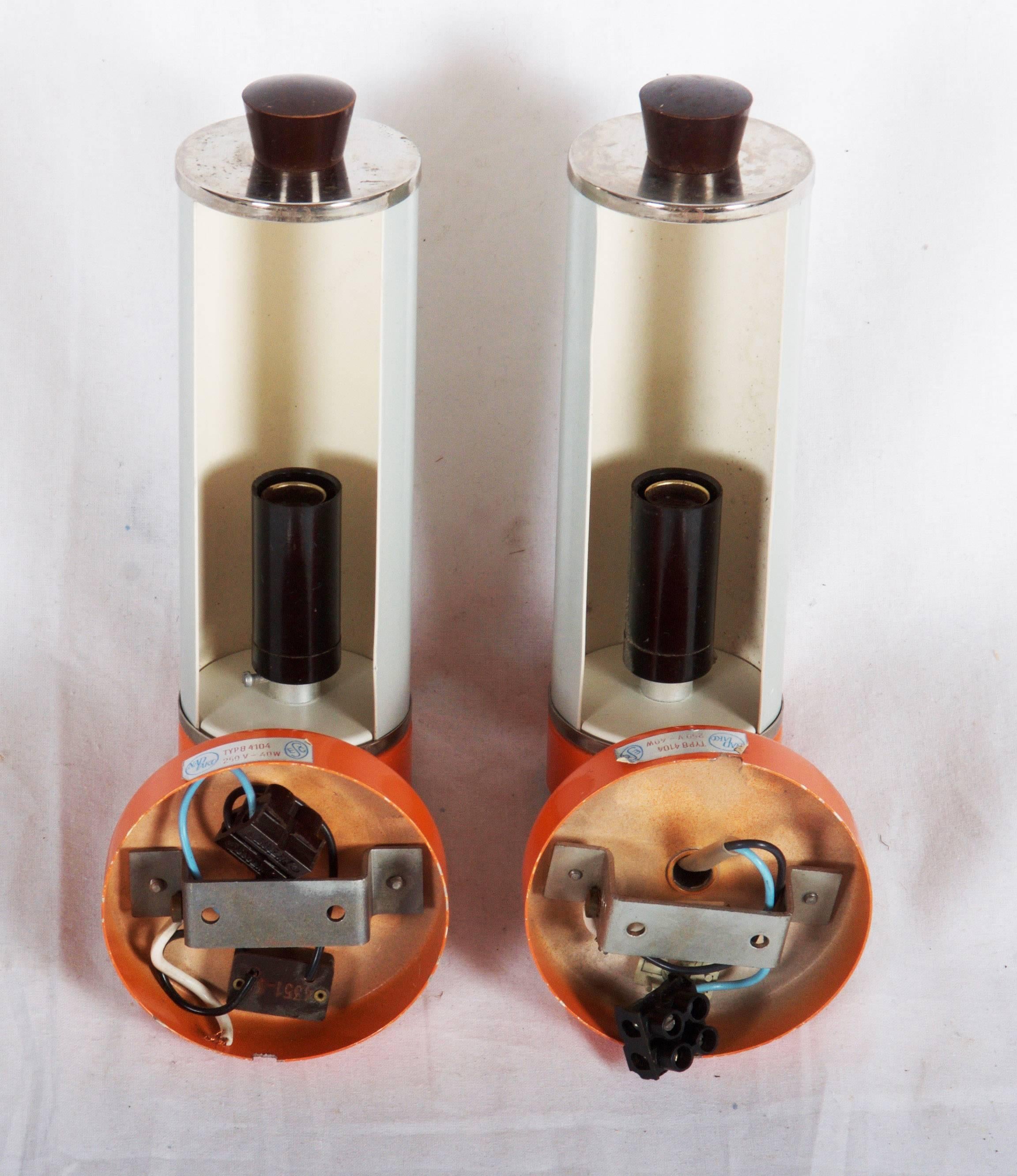 Steel Pair of Wall Lamps, Sconces by from the 1960s For Sale