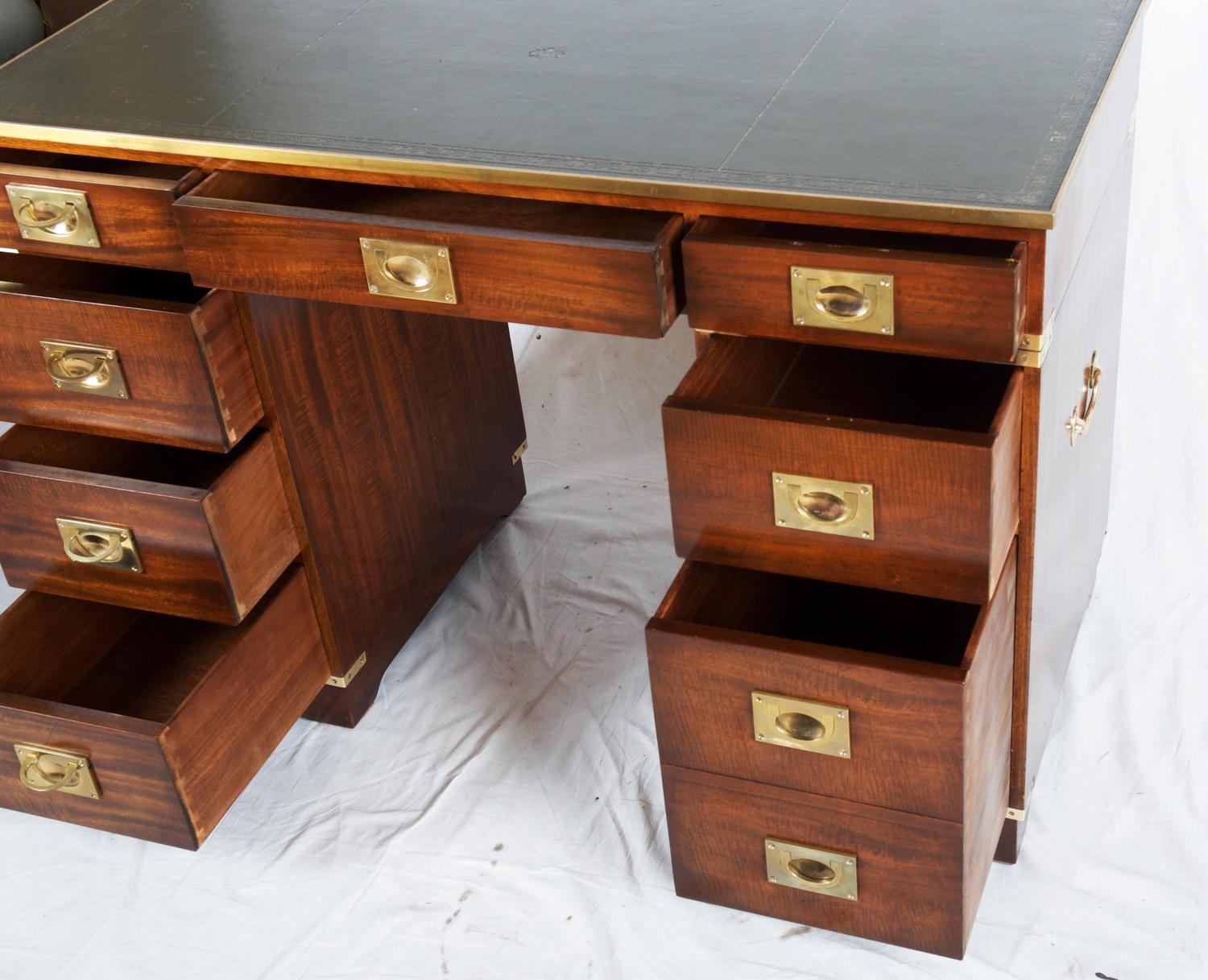 British Mahagony Campaign Desk For Sale at 1stdibs