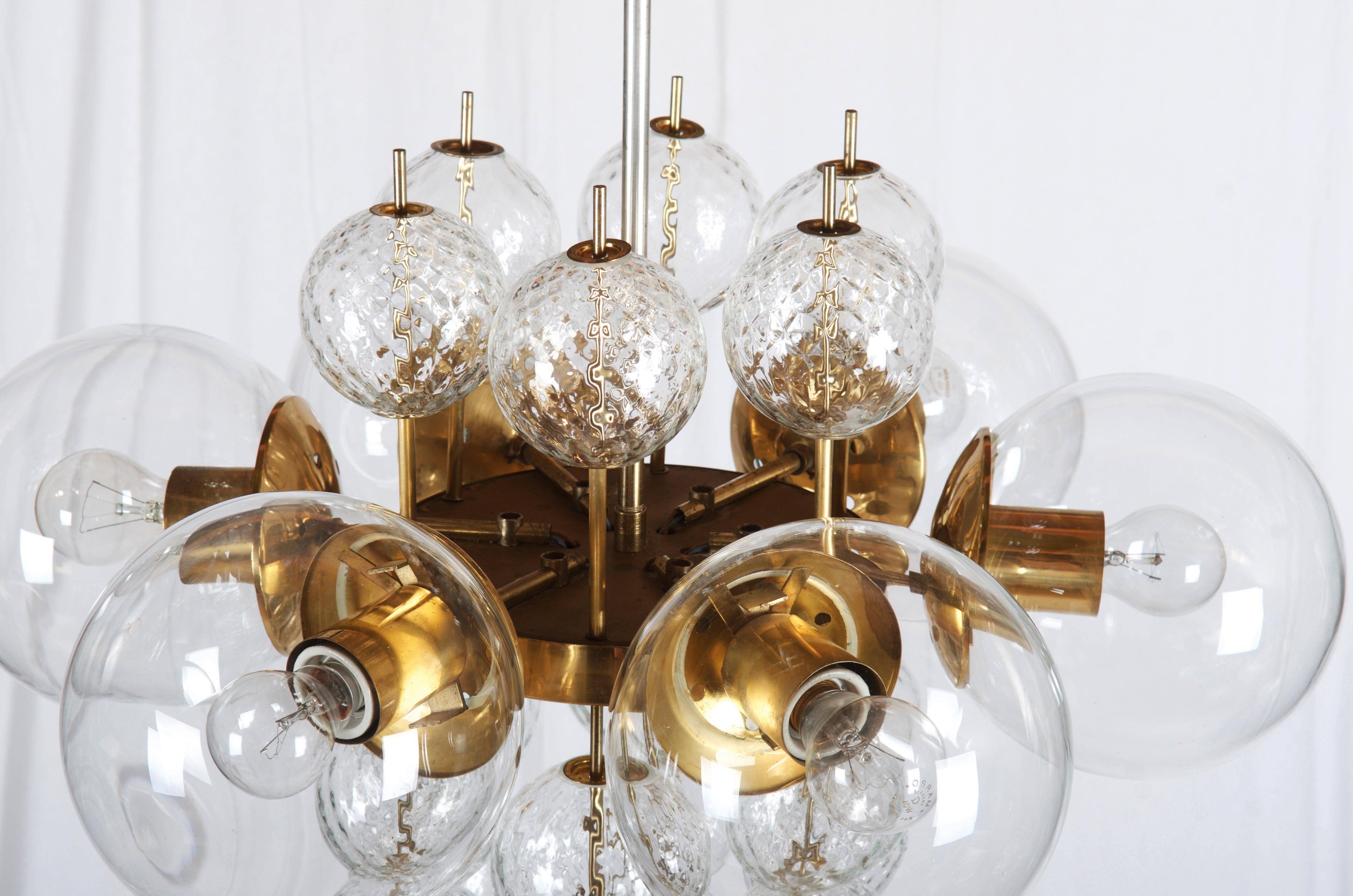 Stunning Large Brass Chandelier with Crystal Globes 3