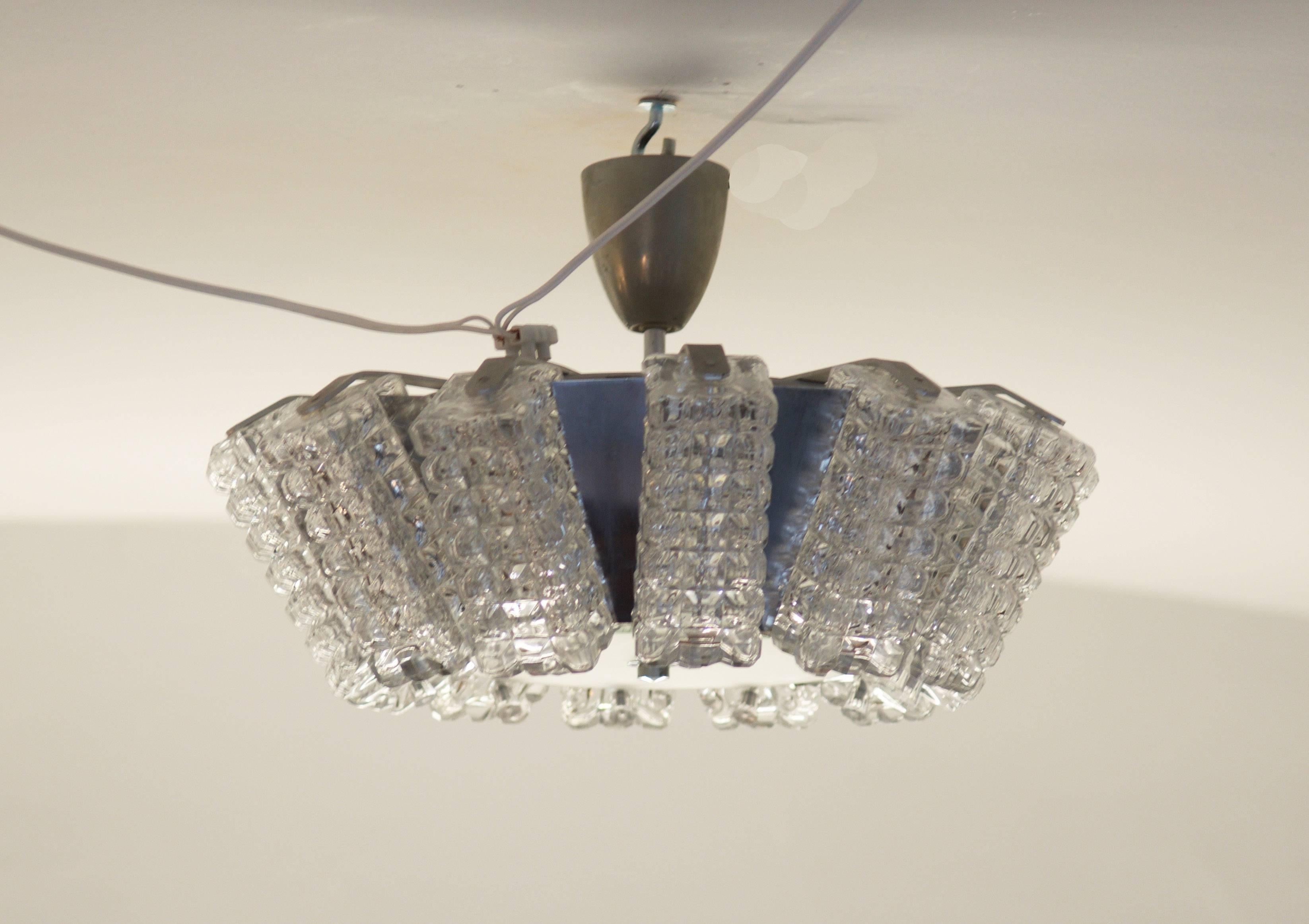 Mid-Century Modern Flush Mount Mid-Century Chandelier by Austrolux For Sale