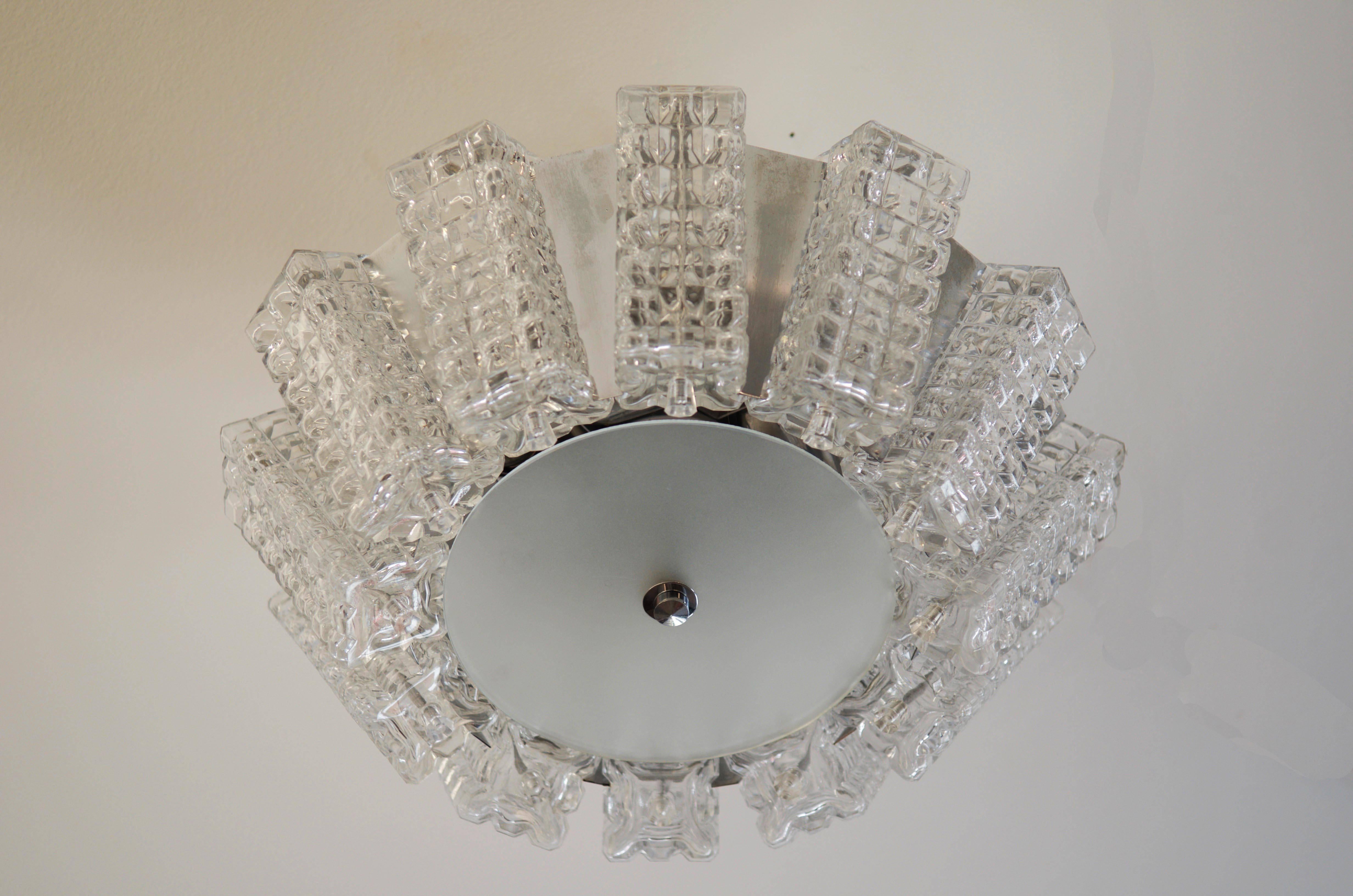 Steel Flush Mount Mid-Century Chandelier by Austrolux For Sale