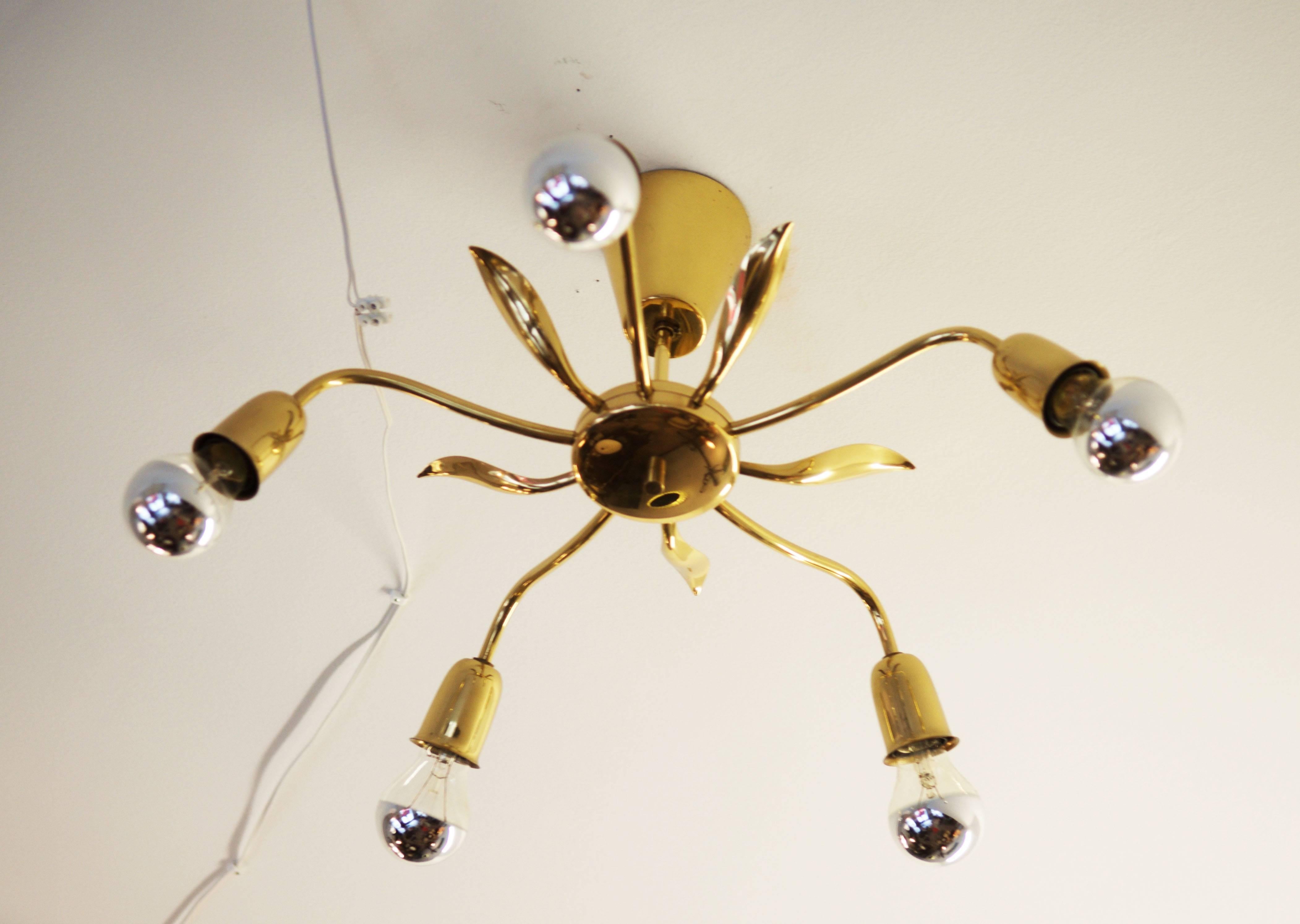 Mid-Century Chandelier by Rupert Nikoll (Messing)