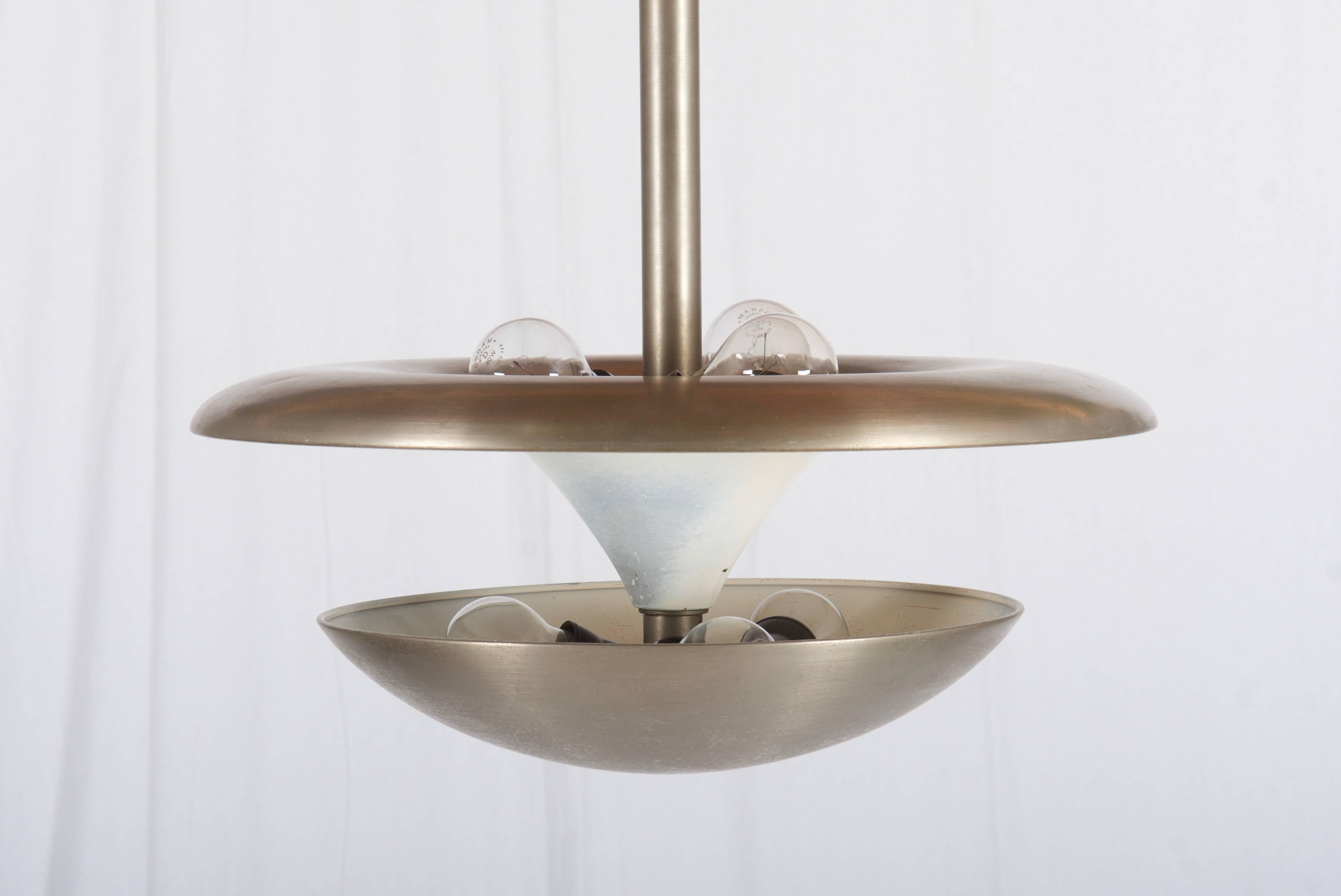 Enameled Very Rare Bauhaus Circular Chandelier Designed by Franta Anýž For Sale