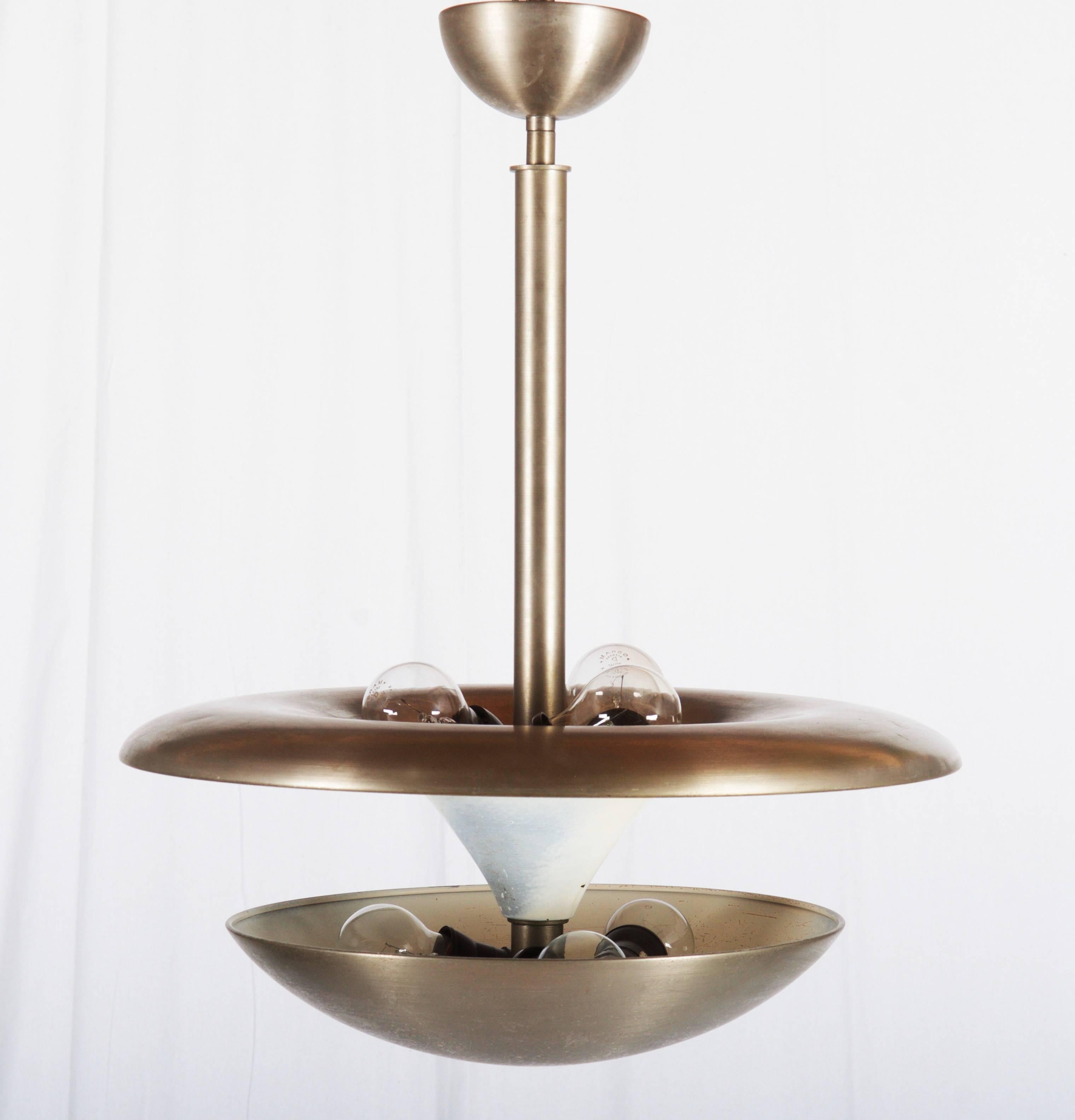 Mid-20th Century Very Rare Bauhaus Circular Chandelier Designed by Franta Anýž For Sale