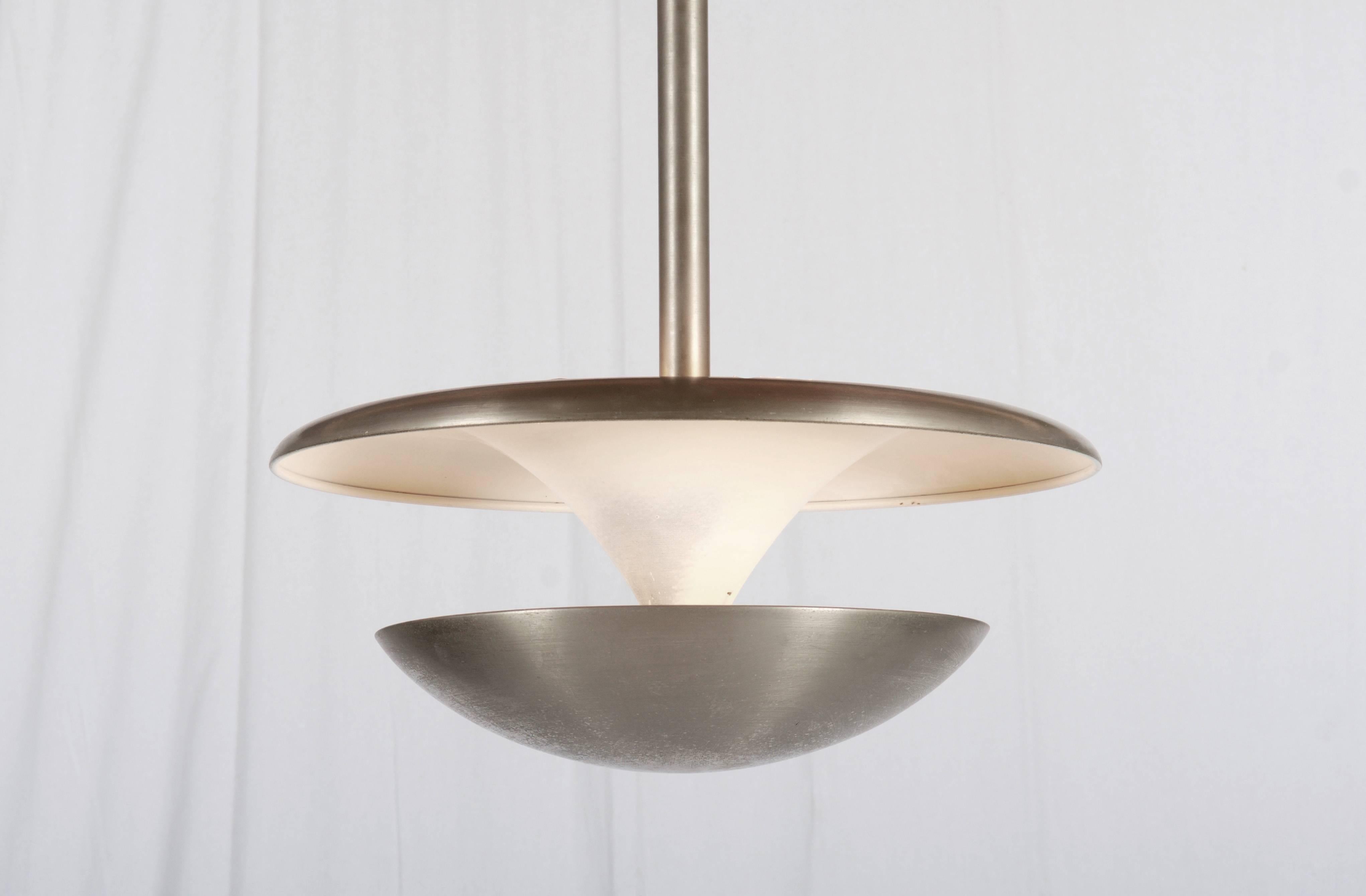 Steel Very Rare Bauhaus Circular Chandelier Designed by Franta Anýž For Sale