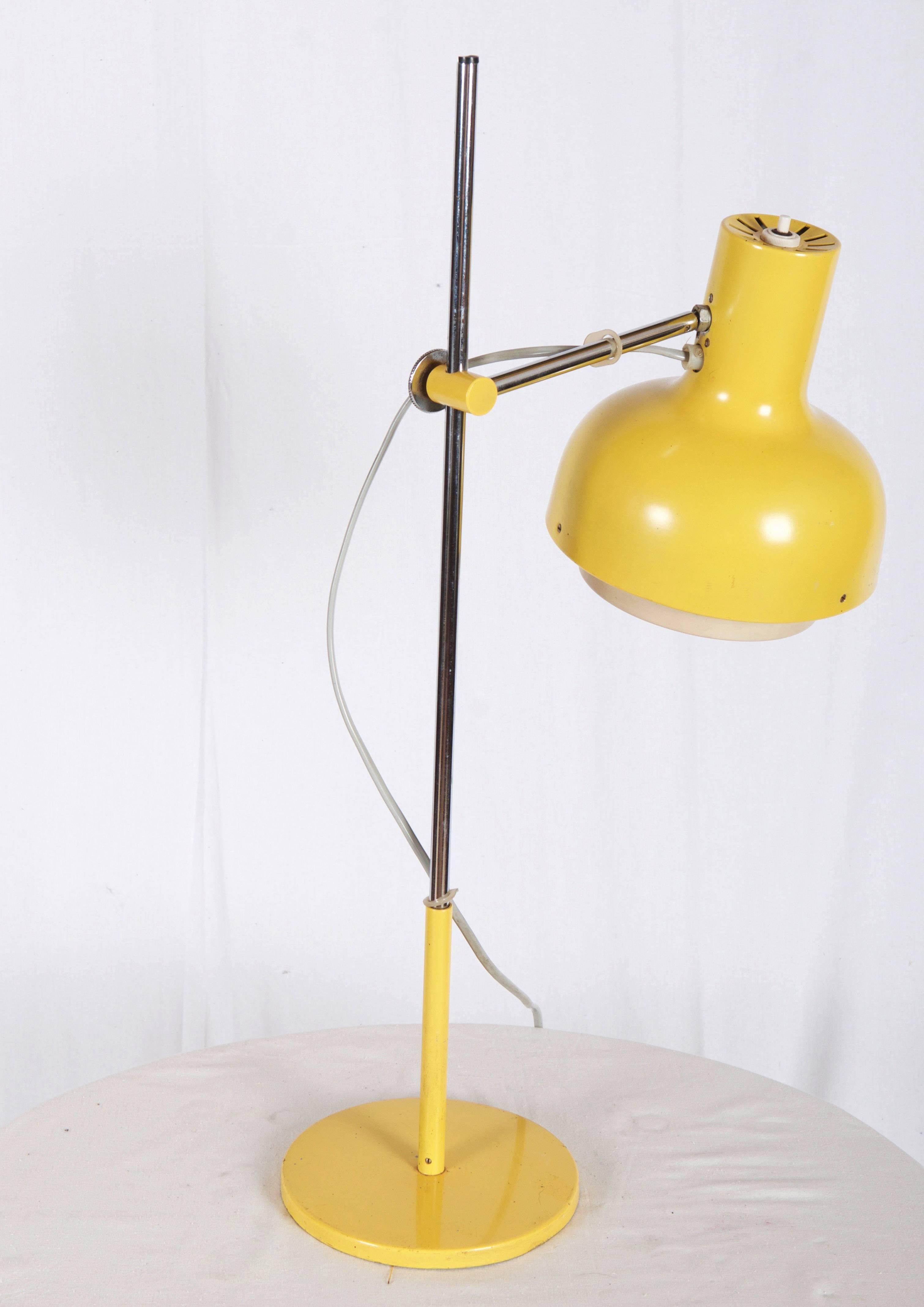 Czech Large Mid-Century Yellow Table Lamp For Sale