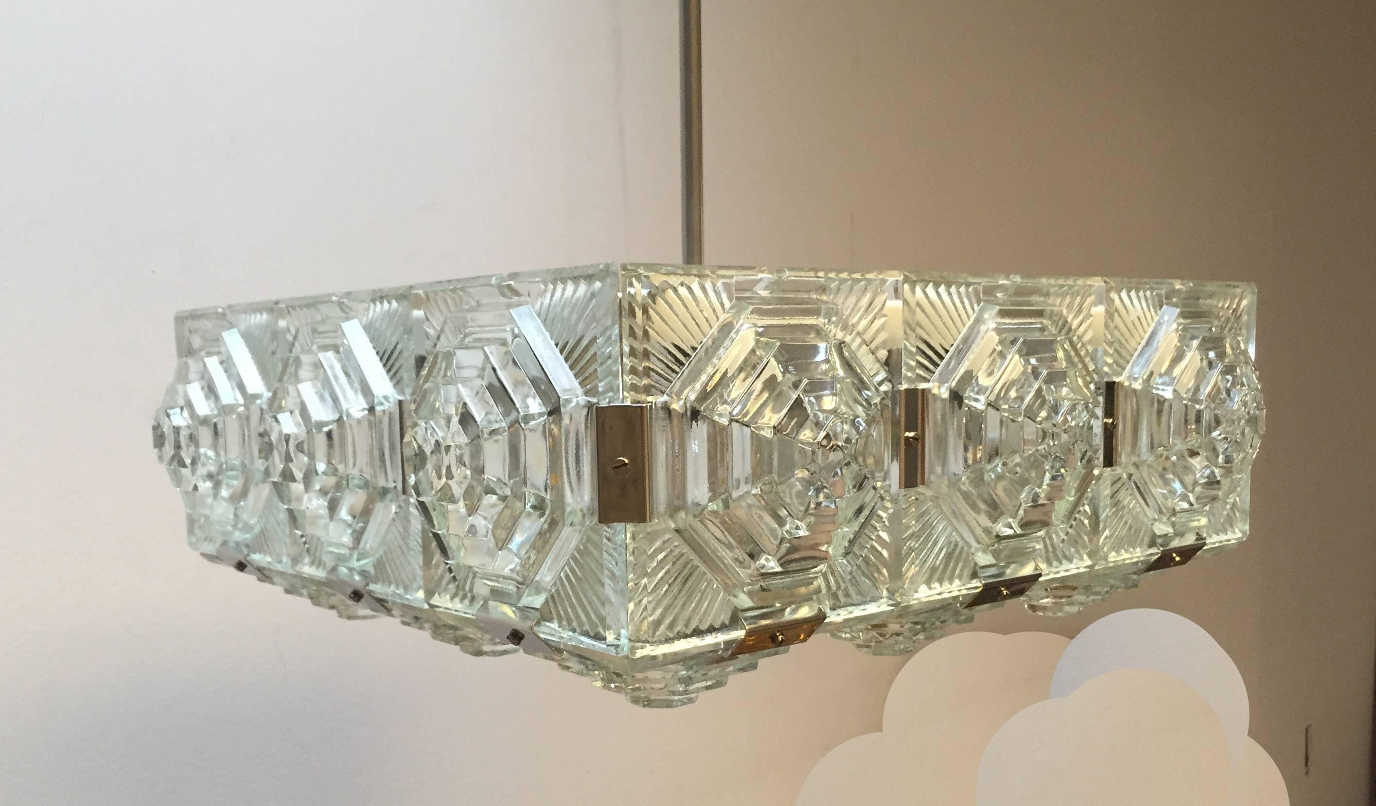 Mid-Century Modernist Chandelier in the Style of Kalmar In Excellent Condition For Sale In Vienna, AT