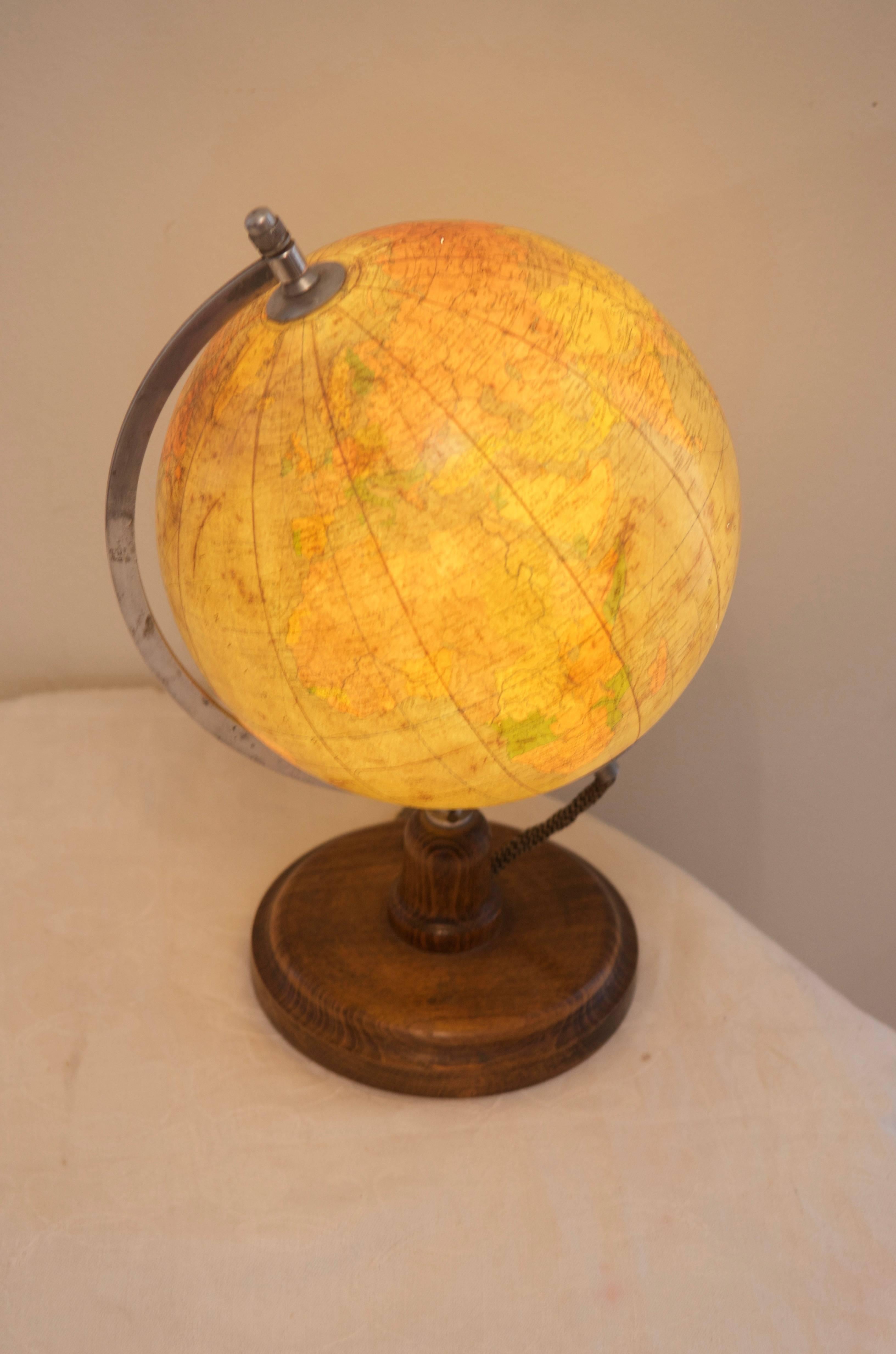 German Political globe. Fitted with E14 socket from the 1950s.