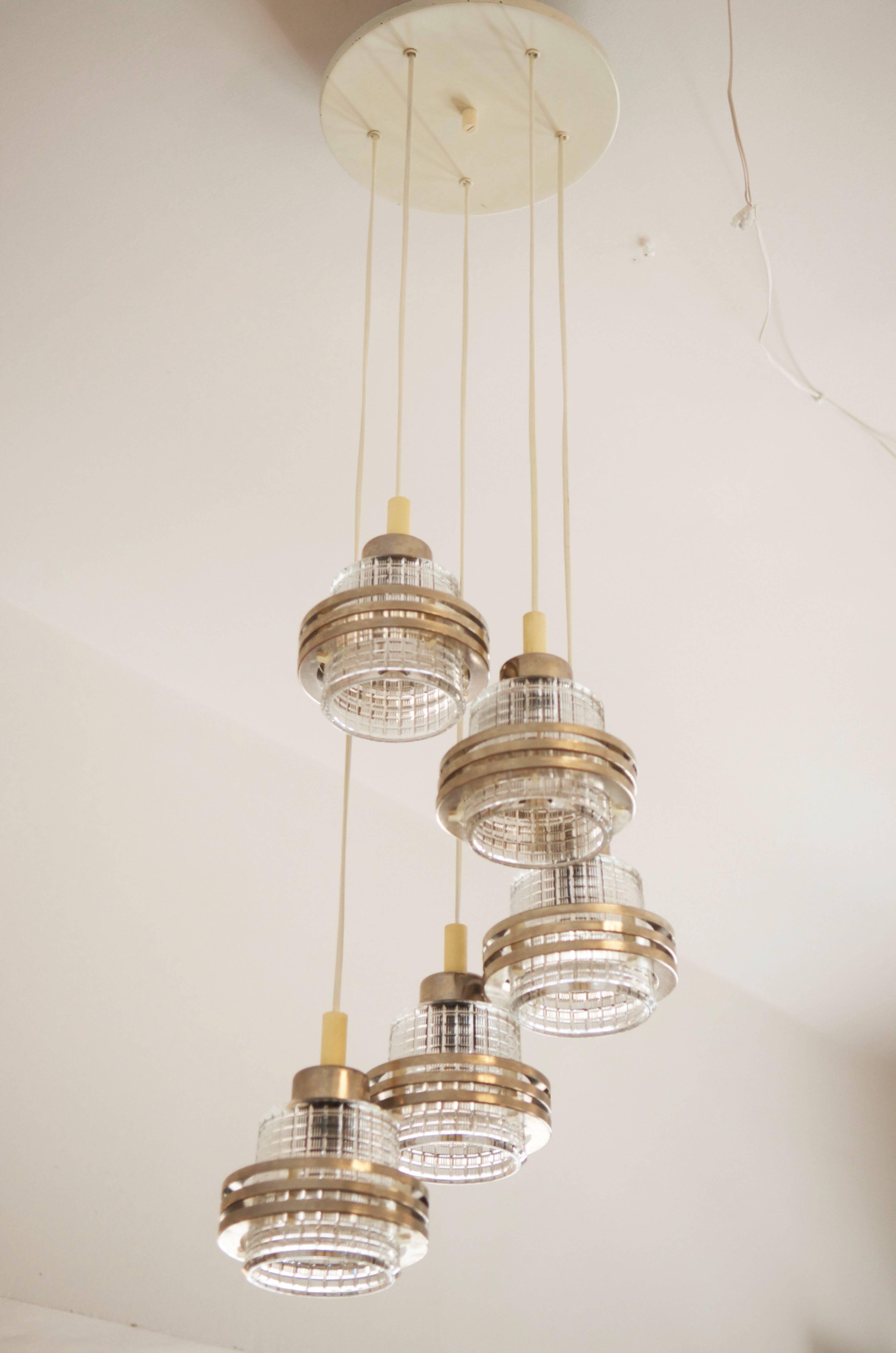 Mid-20th Century Mid-Century Cascading Chandelier For Sale