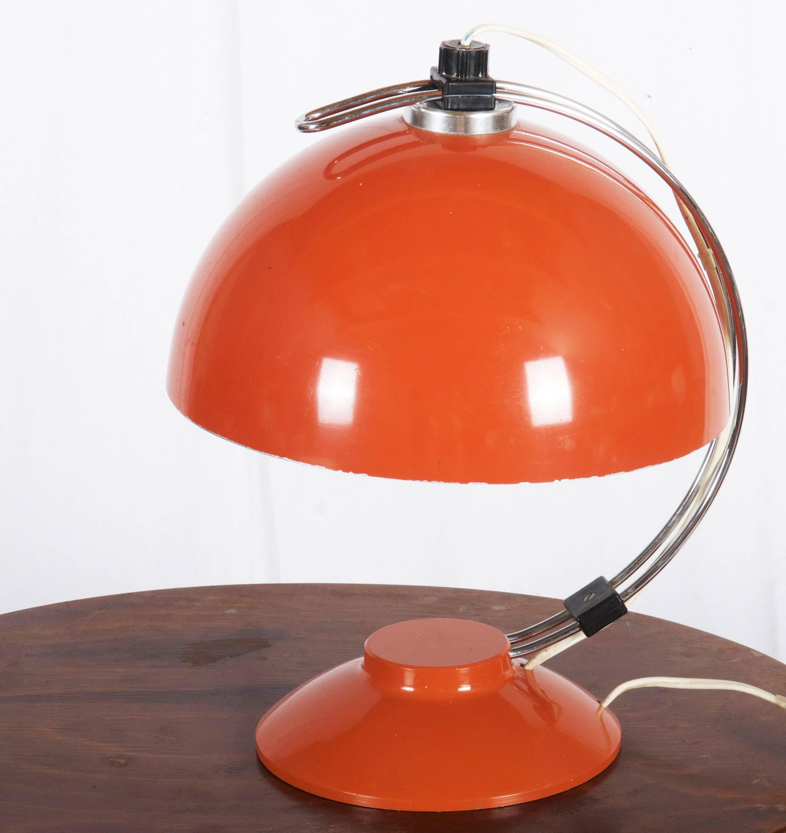 Modern Orange Desk, Table Lamp from the 1970s