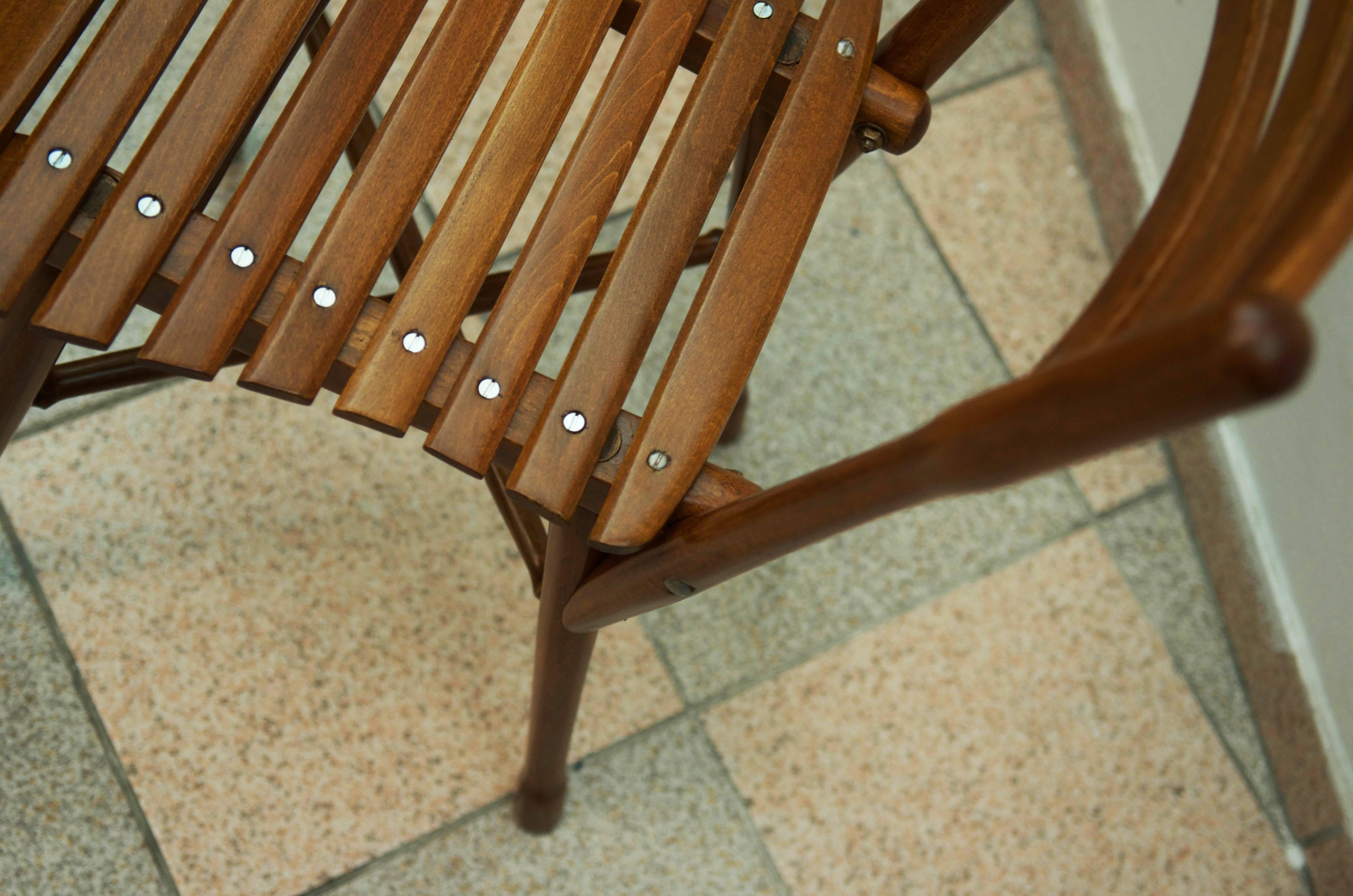 Beech Rare Set of Six Garden Chairs by J. & J. Kohn, Vienna For Sale