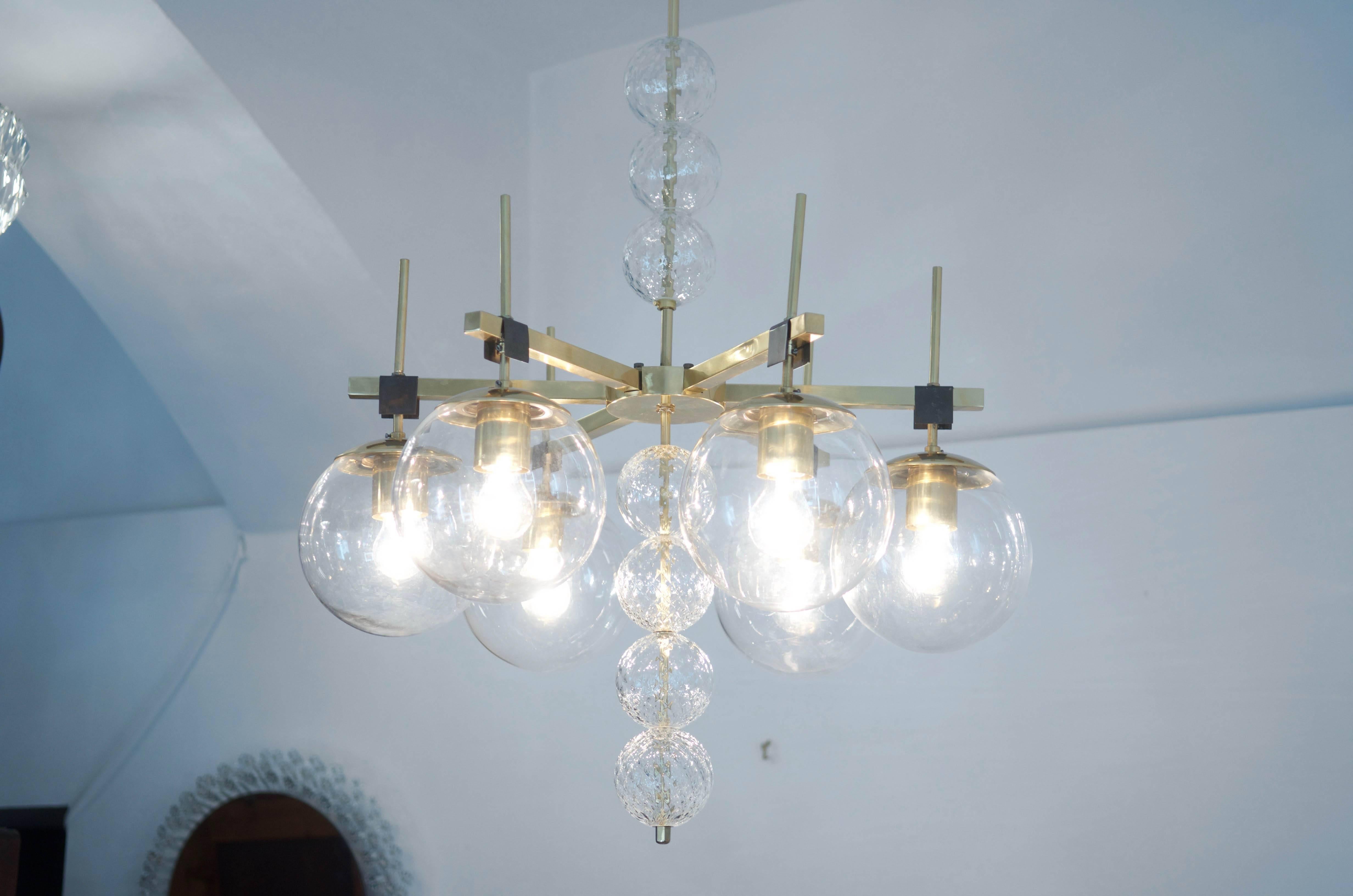 Large Chandelier with Hand Blow Crystal Glasses For Sale 4
