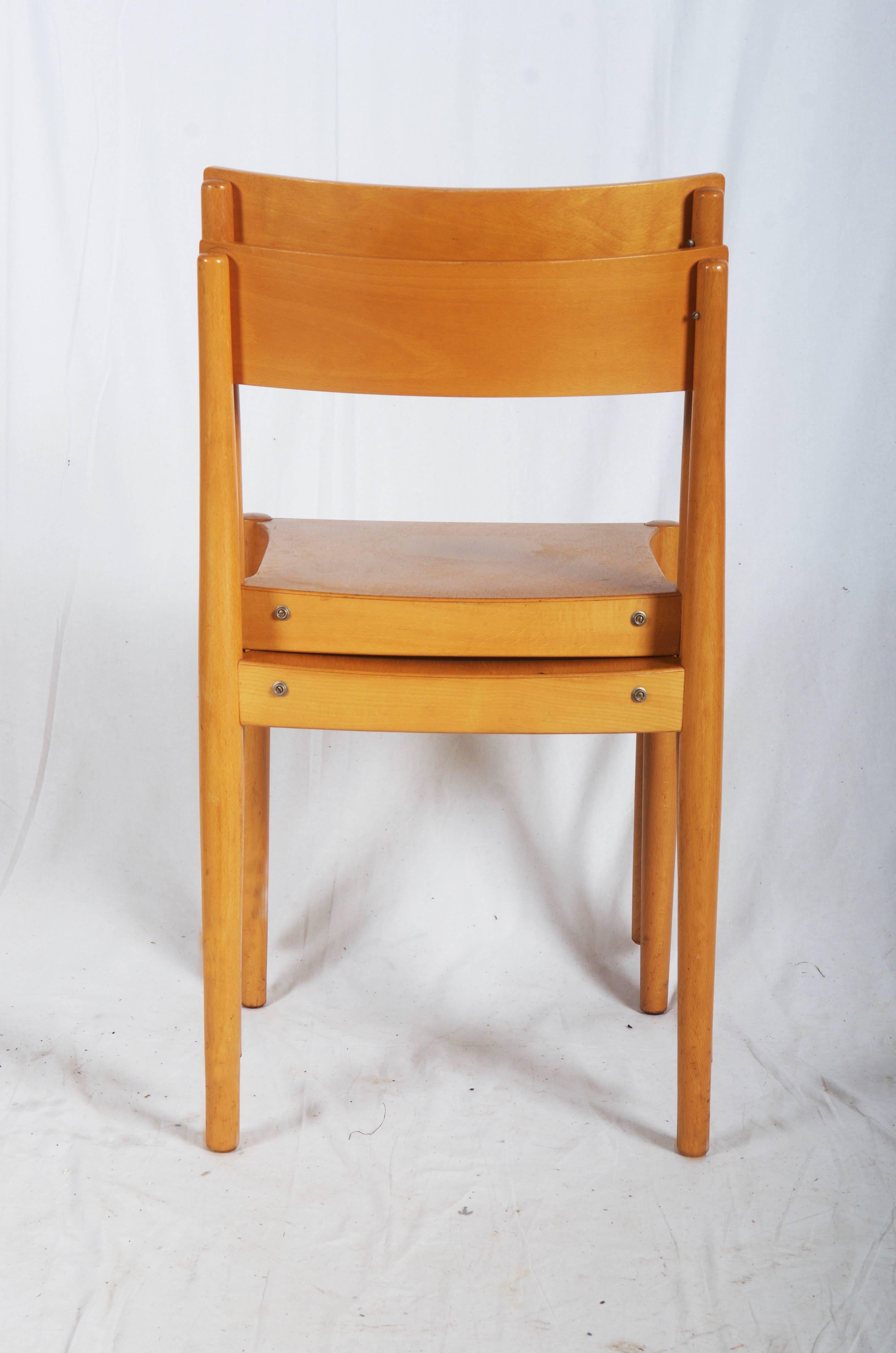 Scandinavian Modern Peter Hvidt & Orla Mølgaard-Nielsen Dining Stackable Chairs Model Portex For Sale