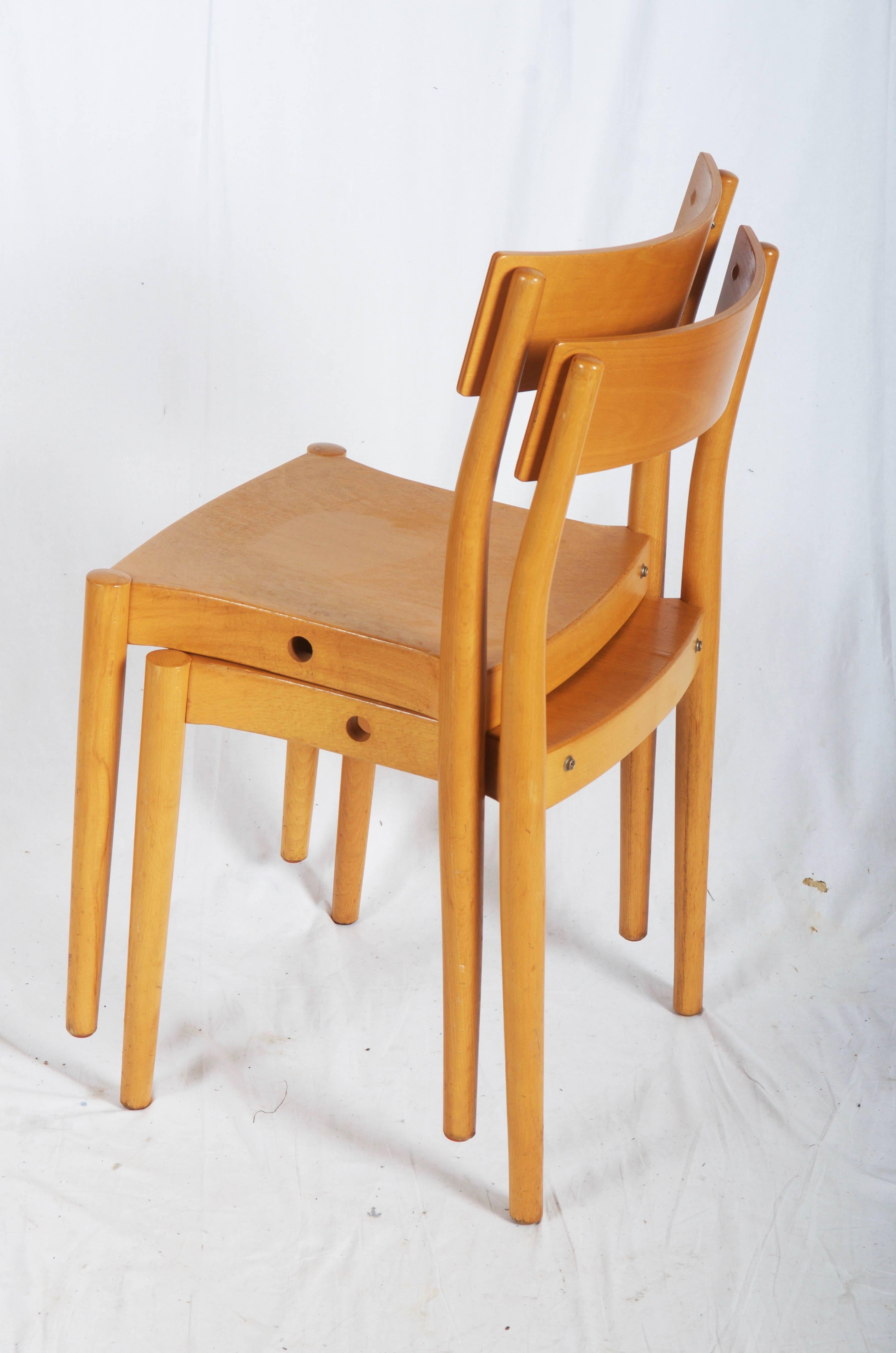 Peter Hvidt & Orla Mølgaard-Nielsen Dining Stackable Chairs Model Portex In Excellent Condition For Sale In Vienna, AT