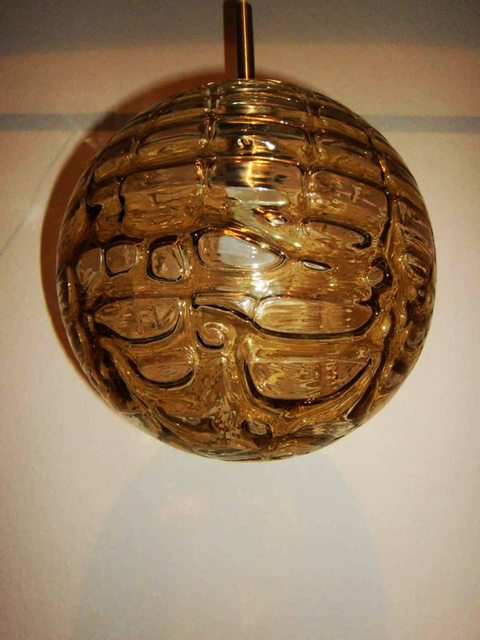 German Large Doria Amber Globe Pendant For Sale